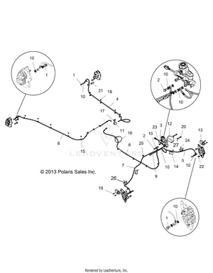 Brakes, Brake Lines And Master Cylinder - Z16vde99fm/nm (49rgrbrakelines14rzr1ki) Schematic