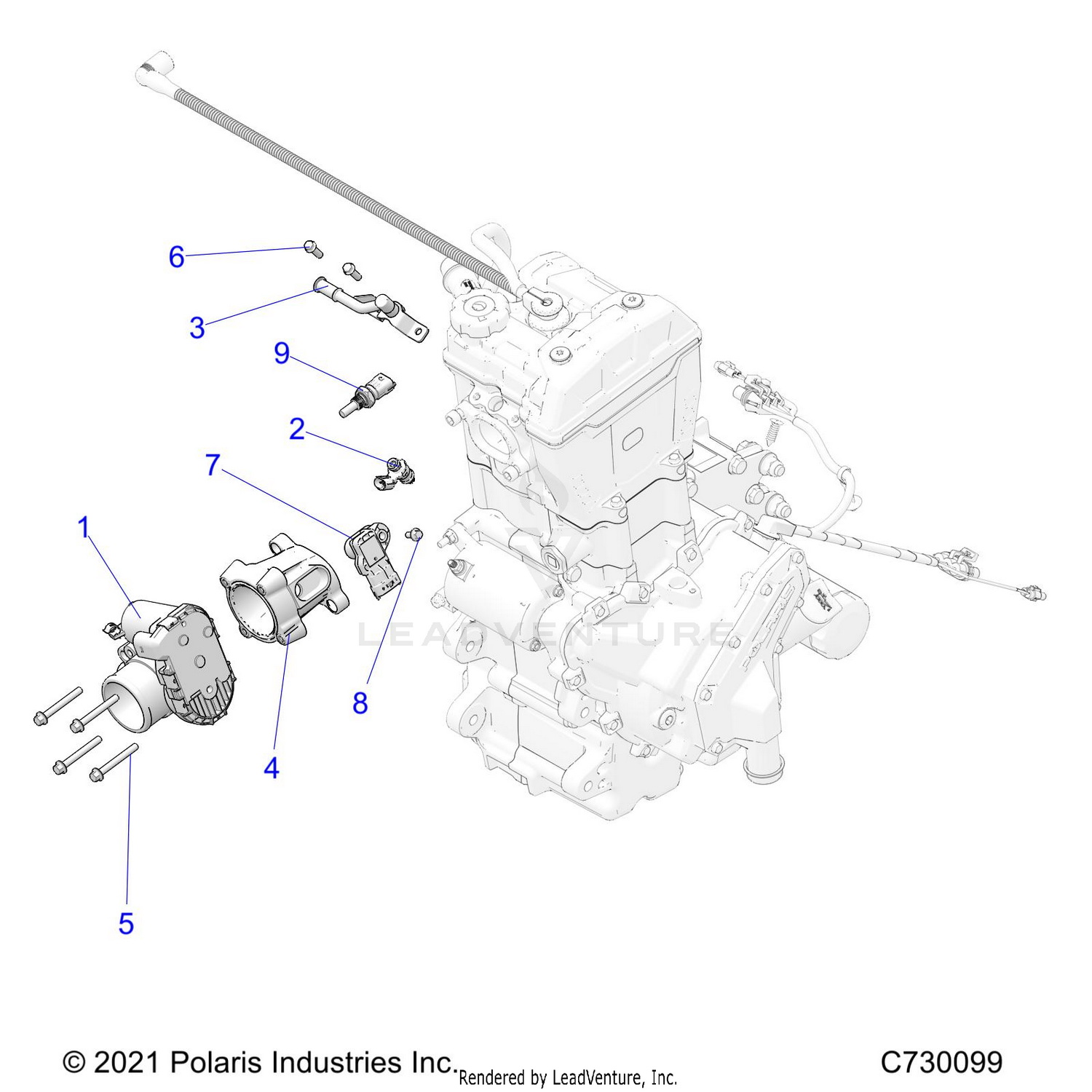ENGINE, THROTTLE BODY and FUEL RAIL - R26MAU57CP/EP (C730099)