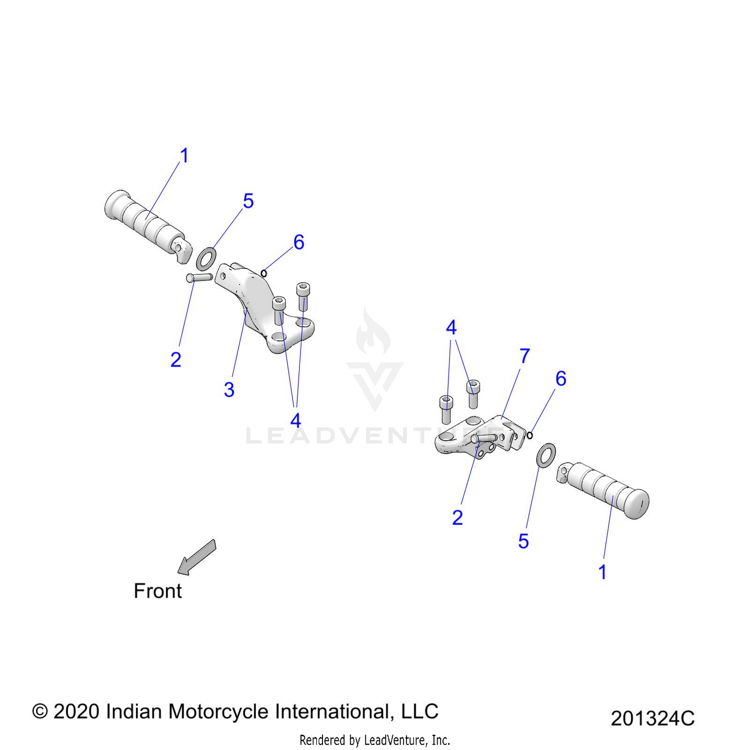 CHASSIS, FOOTPEGS, PASSENGER - N26DBDBH/DBGBH ALL OPTIONS (201324C)