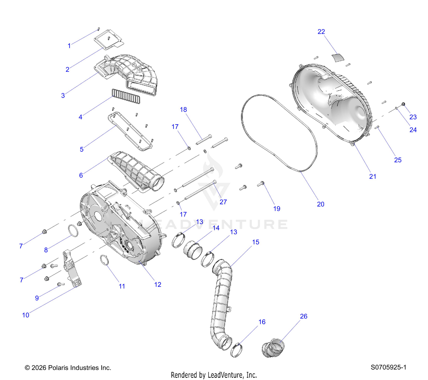 DRIVE TRAIN, CLUTCH COVER & DUCTING