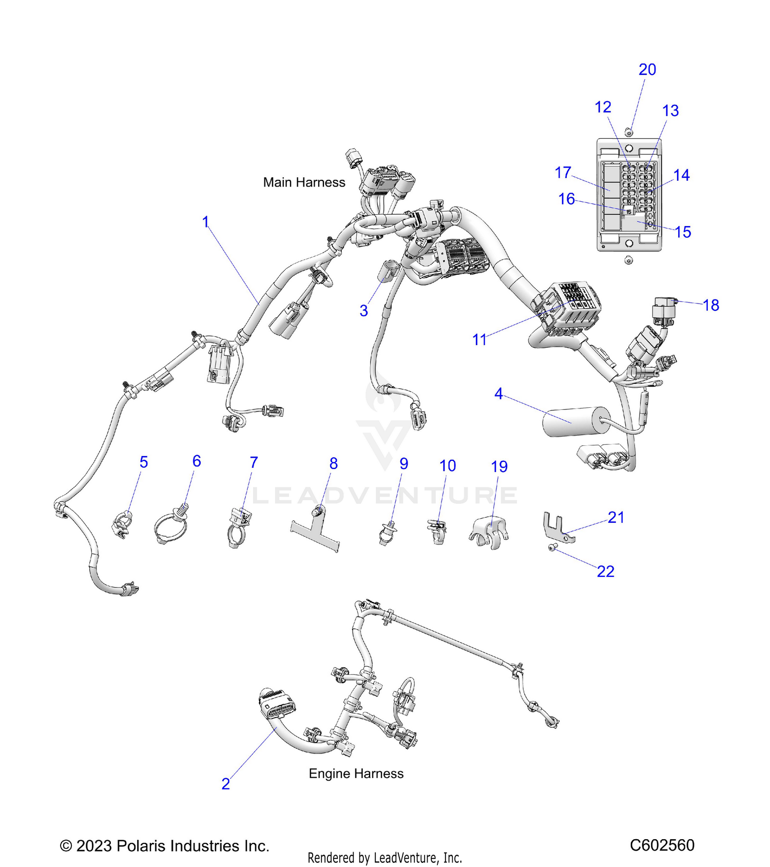 ELECTRICAL, WIRE HARNESS,CHASSIS/FUSE BLOCK, ENGINE - S26TLF9FSL (C602560)