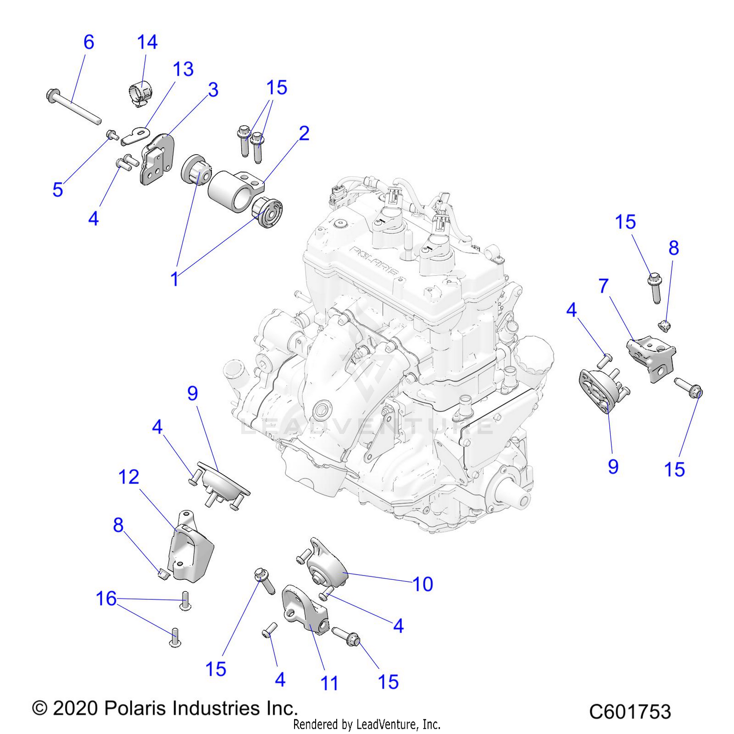 ENGINE, MOUNTING & LONG BLOCK - S26TLF9FSL (C601753)