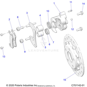 Brakes, Caliper, Rear - Z22gae92aj/bj/gak92ap/bp/gav92ap/bp (c701142-01) Schematic
