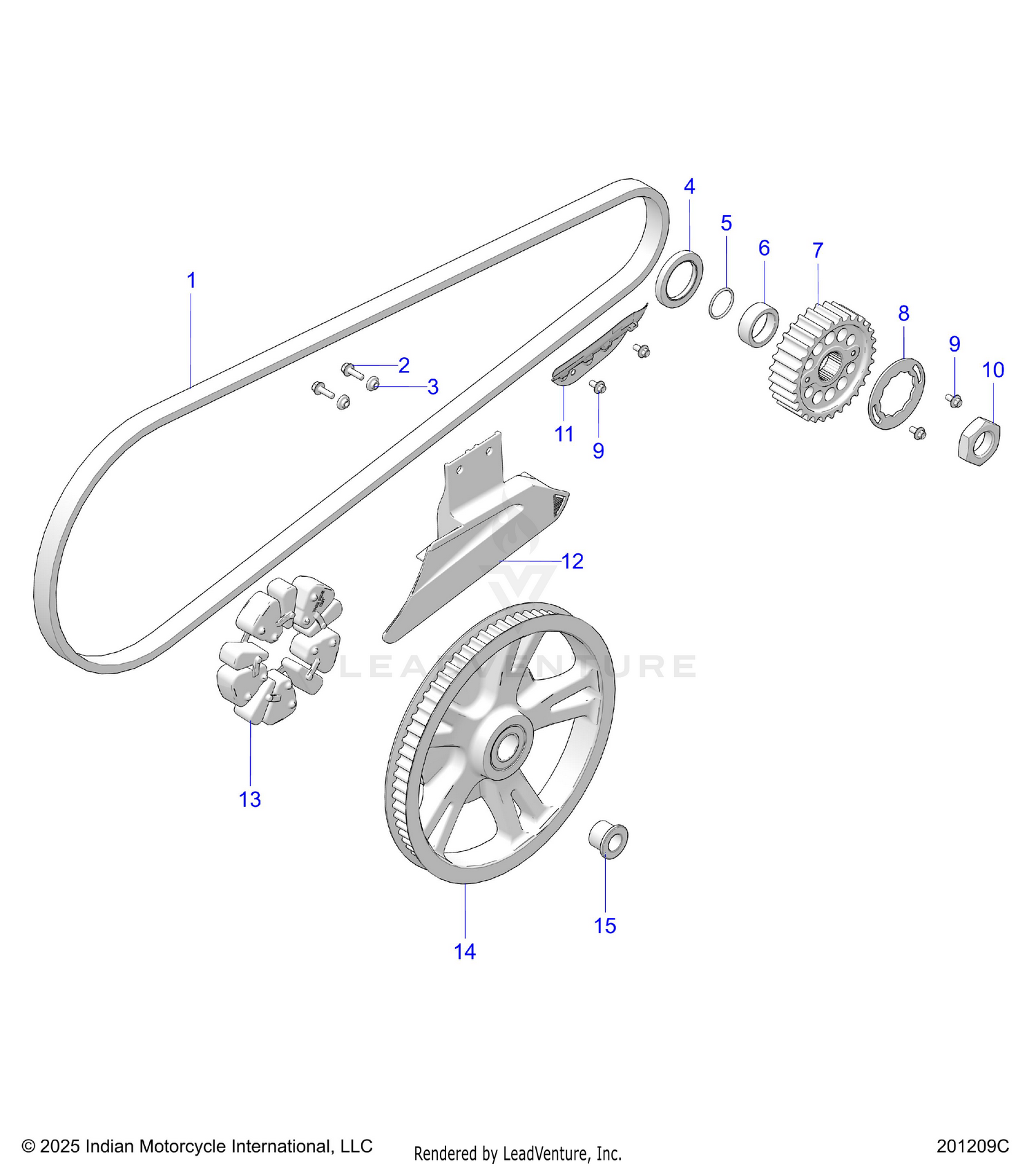 DRIVE TRAIN, DRIVE SPROCKET, BELT and GUARD - N26LGRRR ALL OPTIONS (201209C)