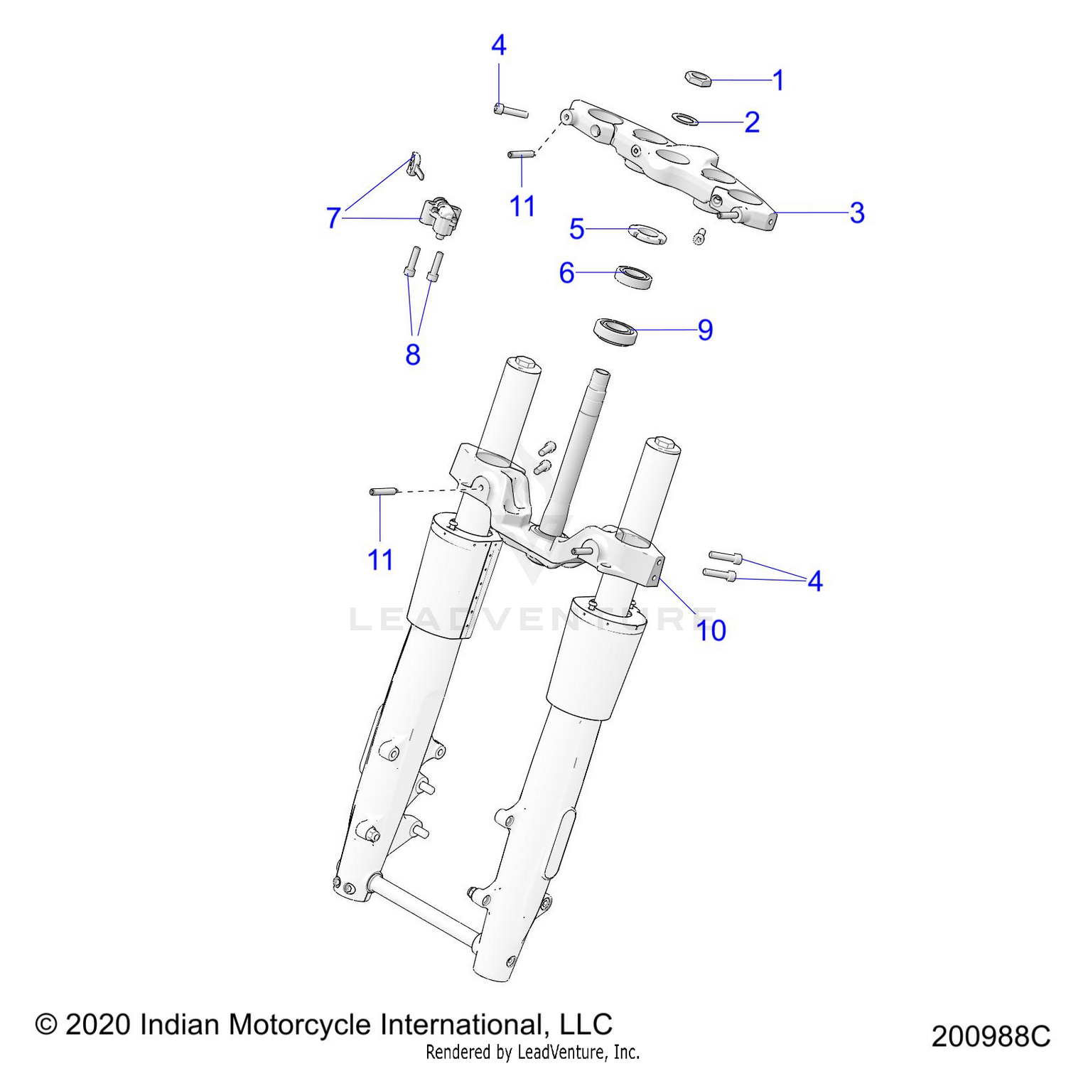 STEERING, UPPER AND LOWER CLAMPS - N22TCBAA ALL OPTIONS (200988C)