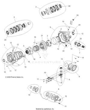 Drive Train, Front Gearcase Internals - A09zx85/8x All Options (49atvgearcasefwbd09spxp550) Schematic
