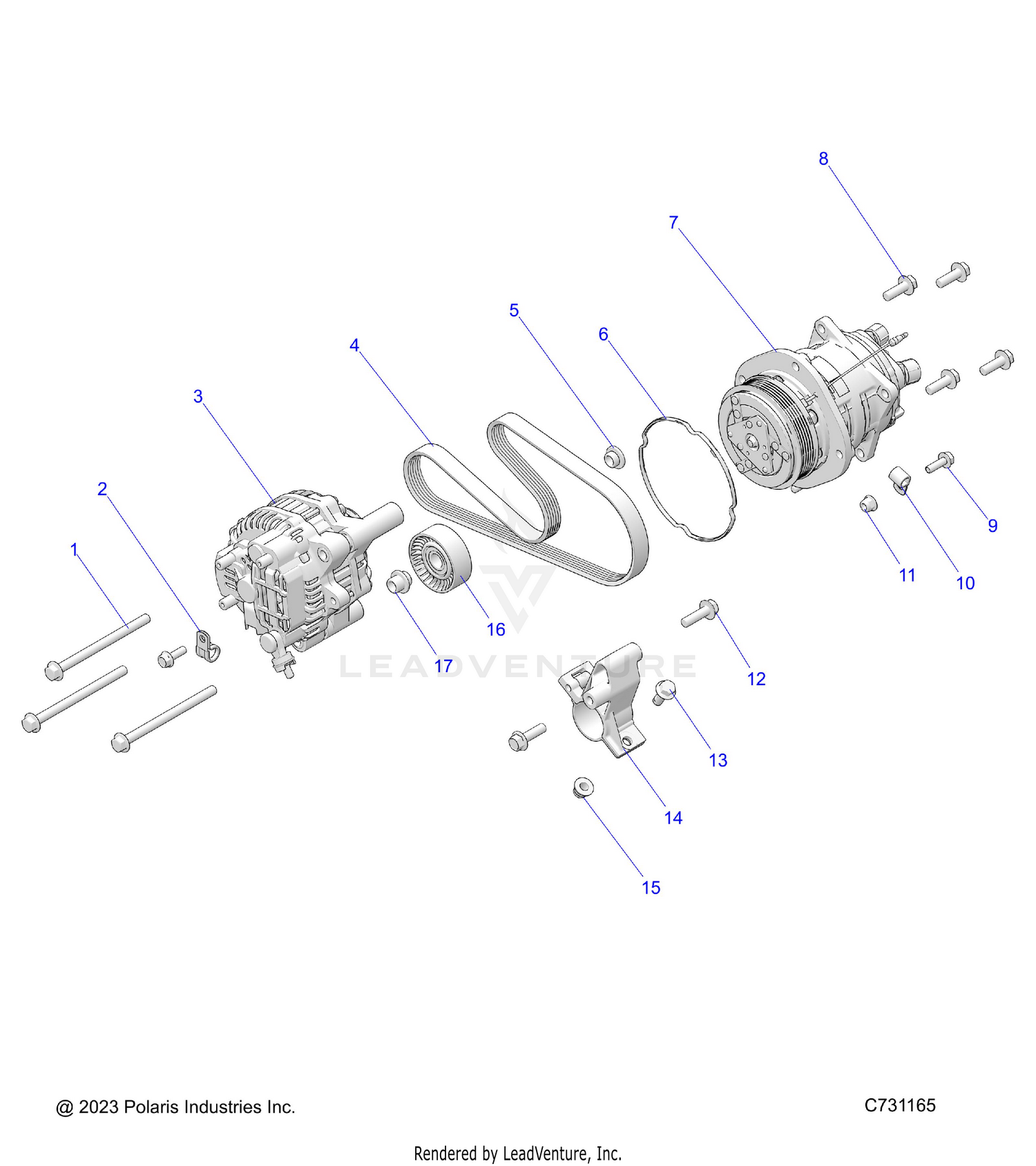 ENGINE, ALTERNATOR AND COMPRESSOR - R24RRY99AJ/BJ/AK/BK/AZ/BZ/A9/B9 (C731165)
