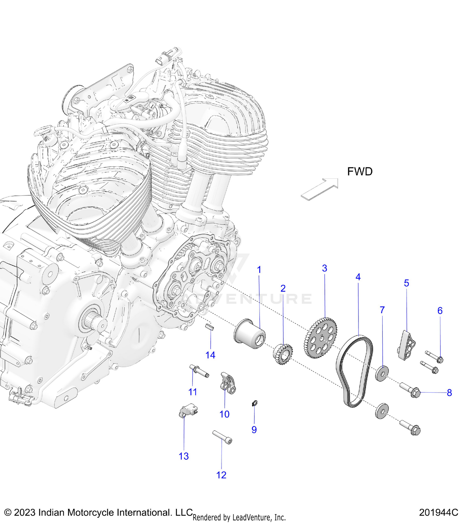 ENGINE, CAM CHAIN and SPROCKETS - N26DNDBH ALL OPTIONS (201944C)