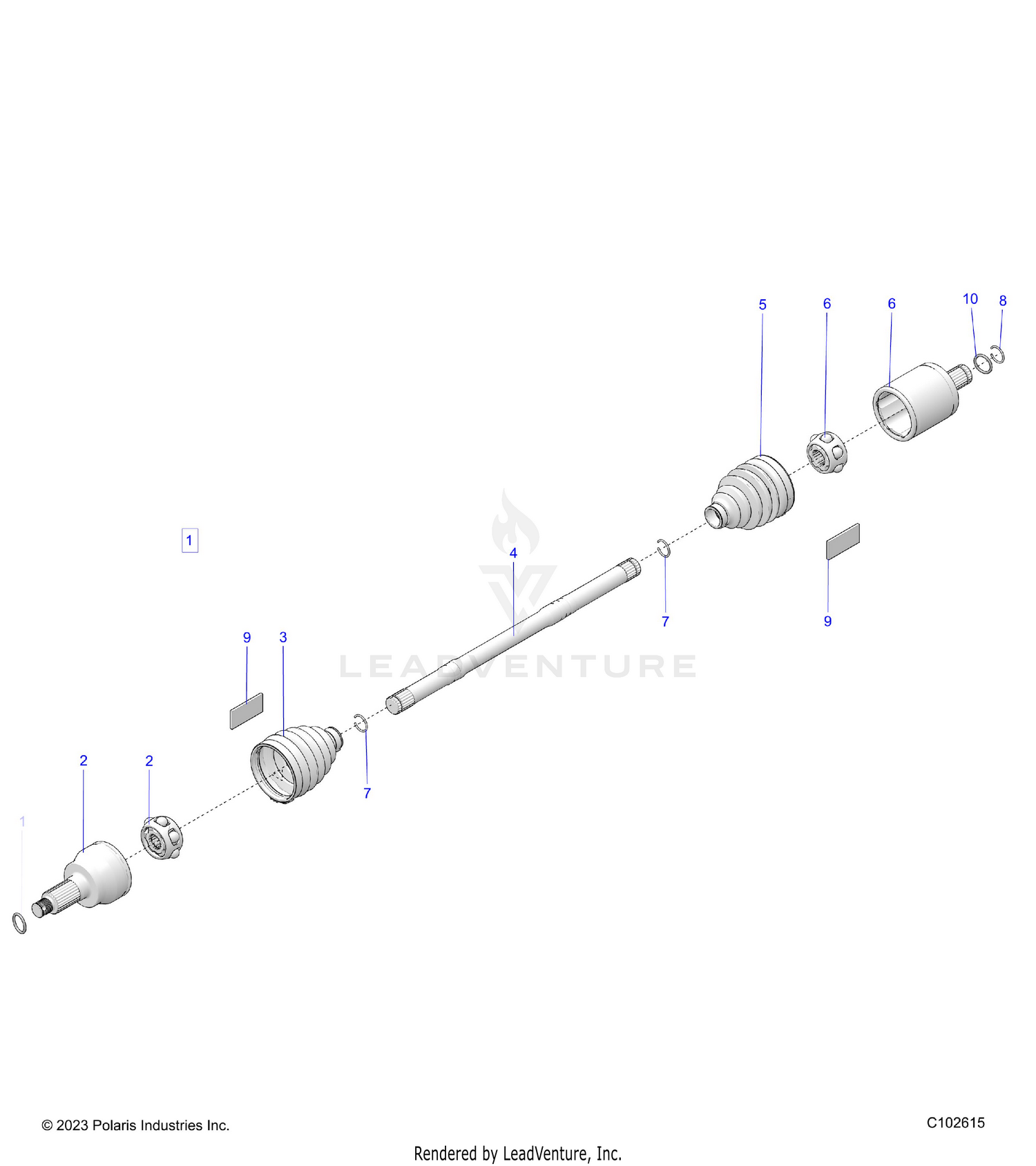 DRIVE TRAIN, DRIVE SHAFT, FRONT - A26SLE95FF/CF/EF (C102615)