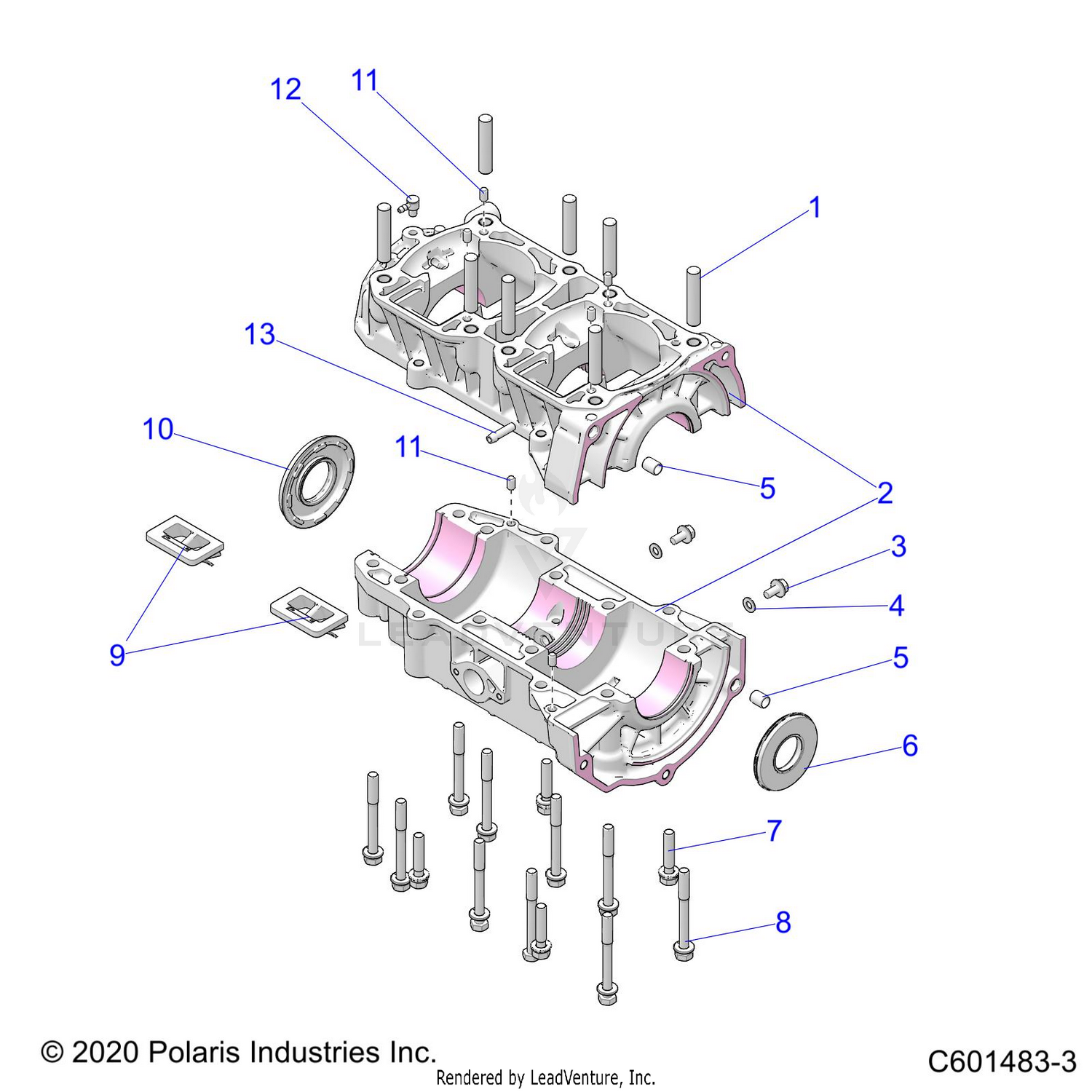 ENGINE, CRANKCASE - S22CBA5TSL (C601483-3)