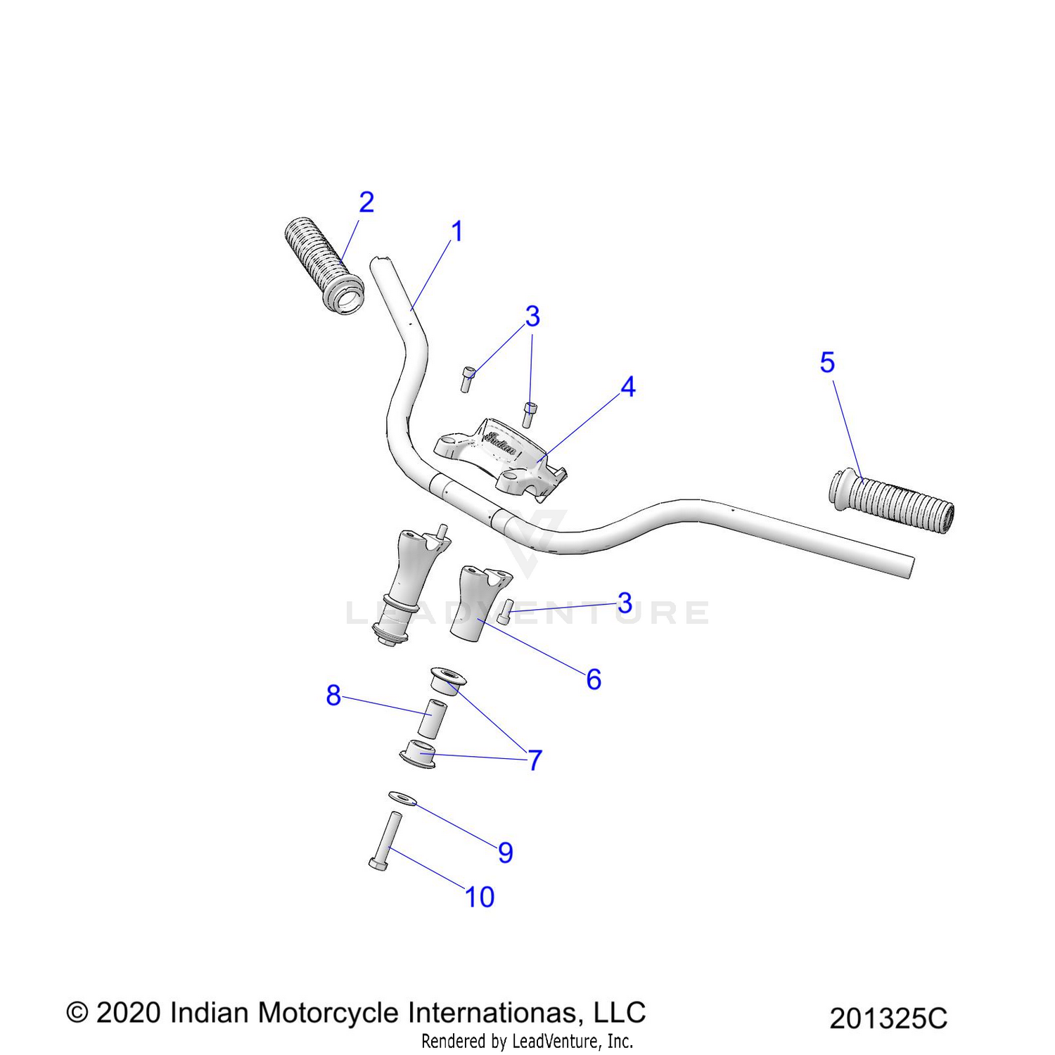 STEERING, HANDLEBAR MOUNTING and GRIPS - N22DBABH/DBDBH ALL OPTIONS (201325C)