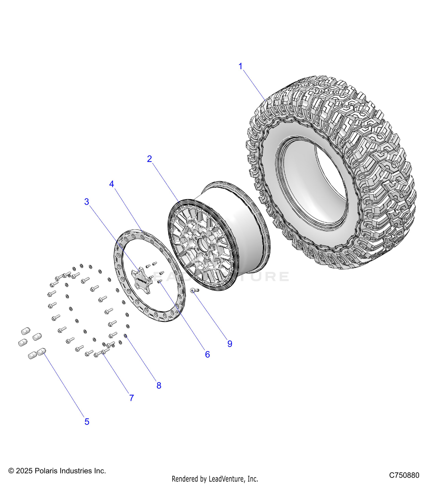 WHEELS, FRONT/REAR - Z26R4K2KAC/BC/AR/BR/AJ/BJ/AV/BV (C750880)
