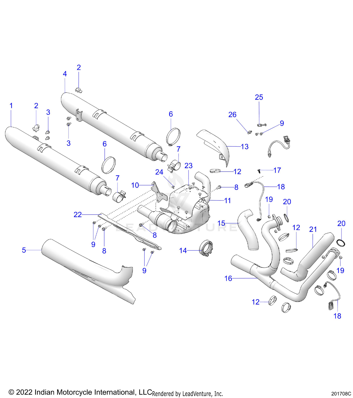 ENGINE, EXHAUST - N26LDVSS/LDXSS ALL OPTIONS (201708C)