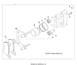 Brakes, Rear Caliper - R141d9jda/2d9jda (49brutuscaliperrr13) Schematic