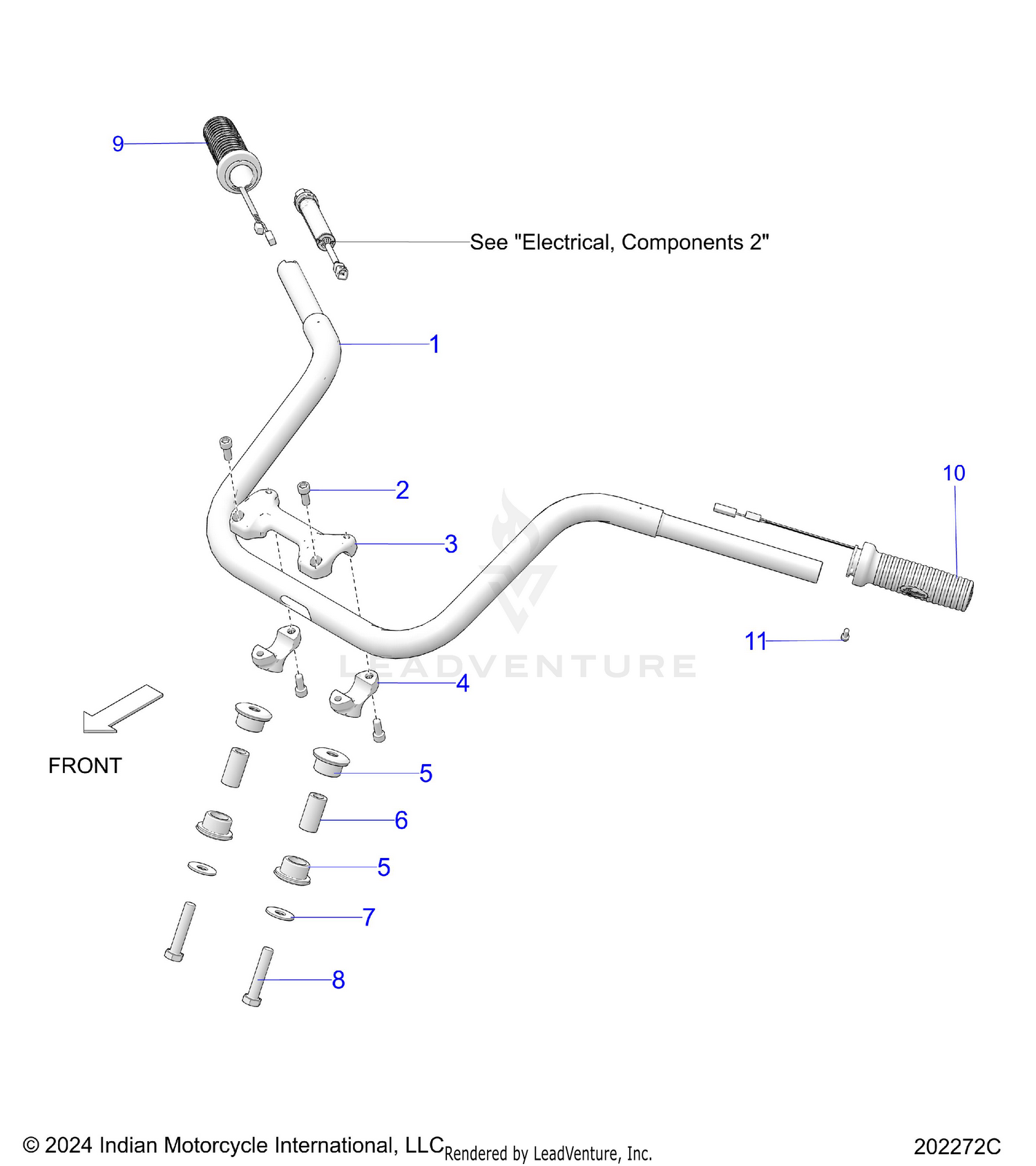 STEERING, HANDLEBAR MOUNTING and GRIPS - N26LGVSS/LGXSS ALL OPTIONS (202272C)