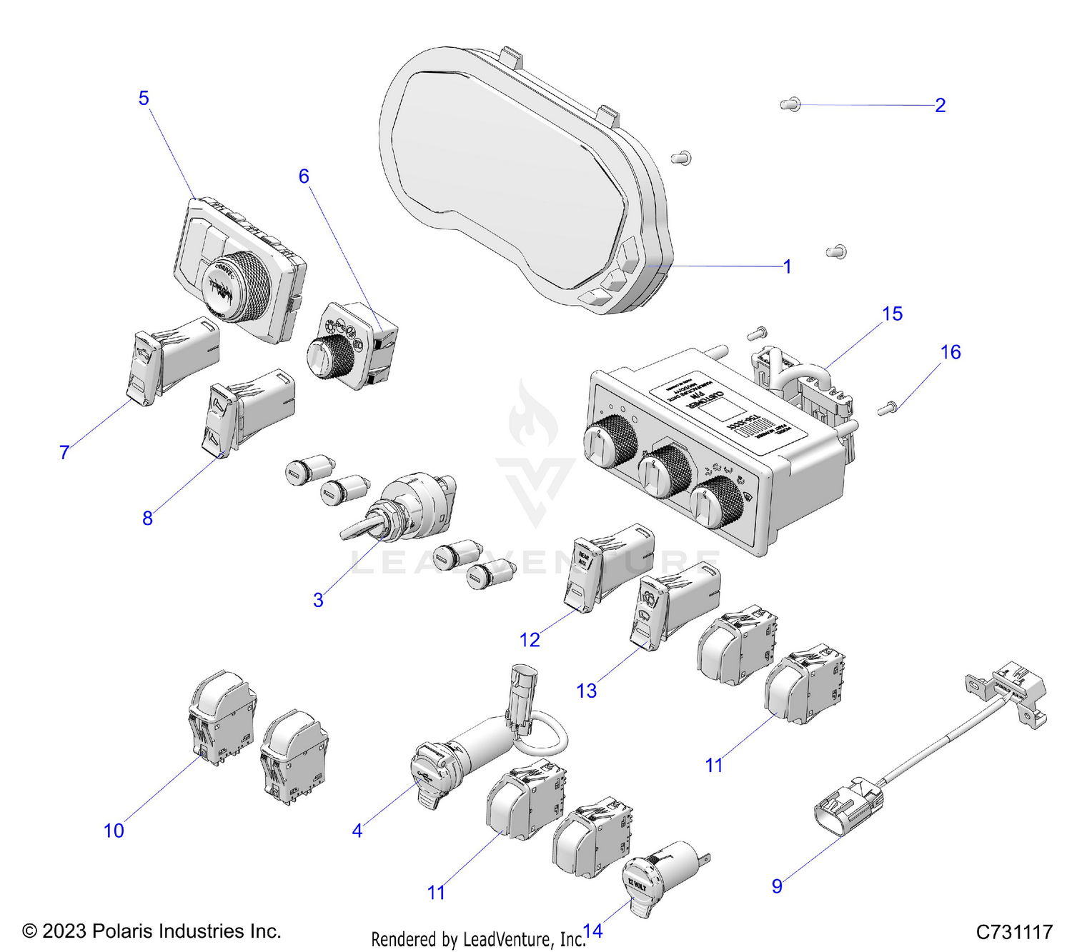 ELECTRICAL, DASH COMPONENTS - R26X6W1RB9/BB/BJ (C731117)
