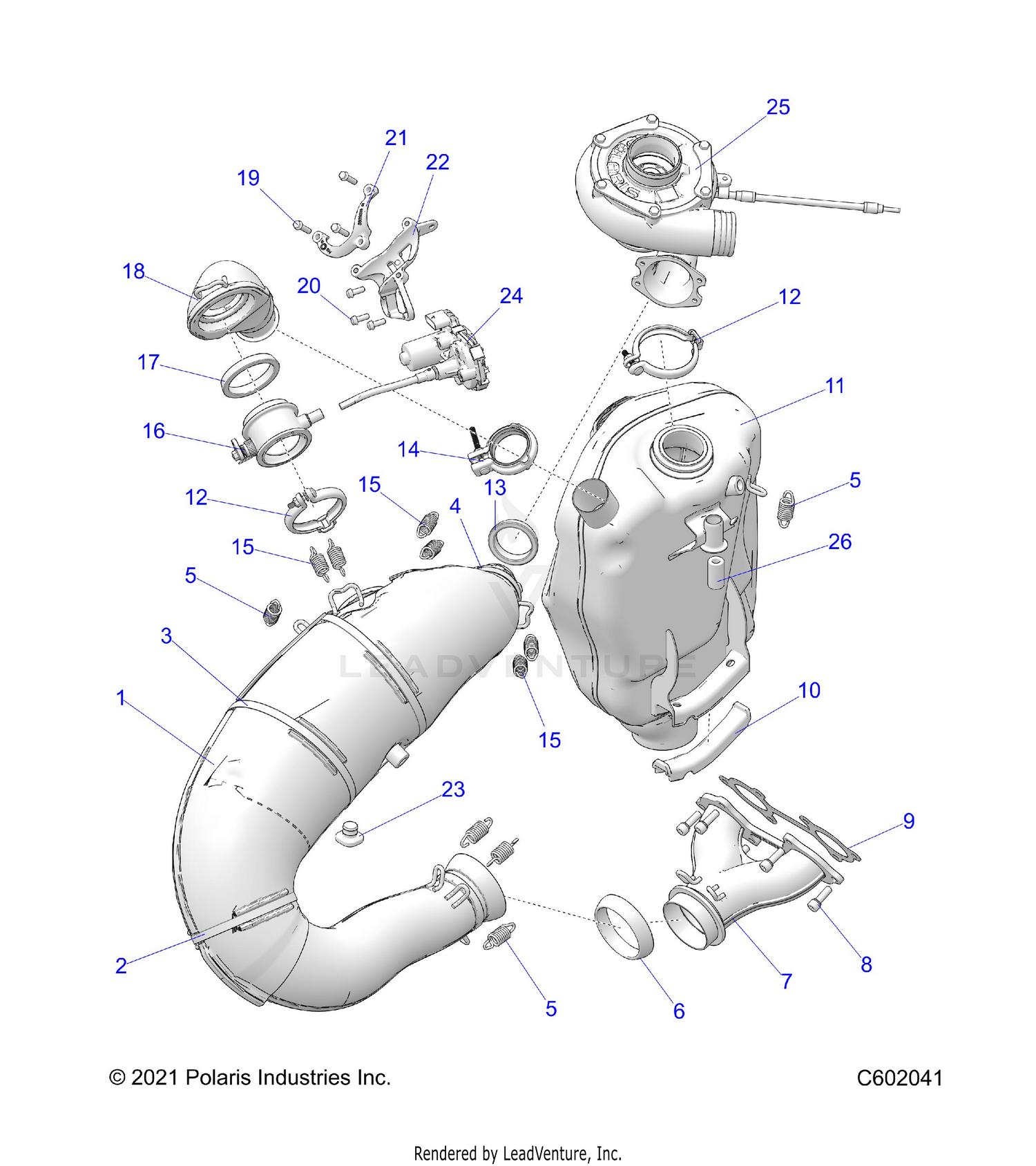 ENGINE, EXHAUST SYSTEM AND TURBO ASM. - S26TDV8MS (C602041)