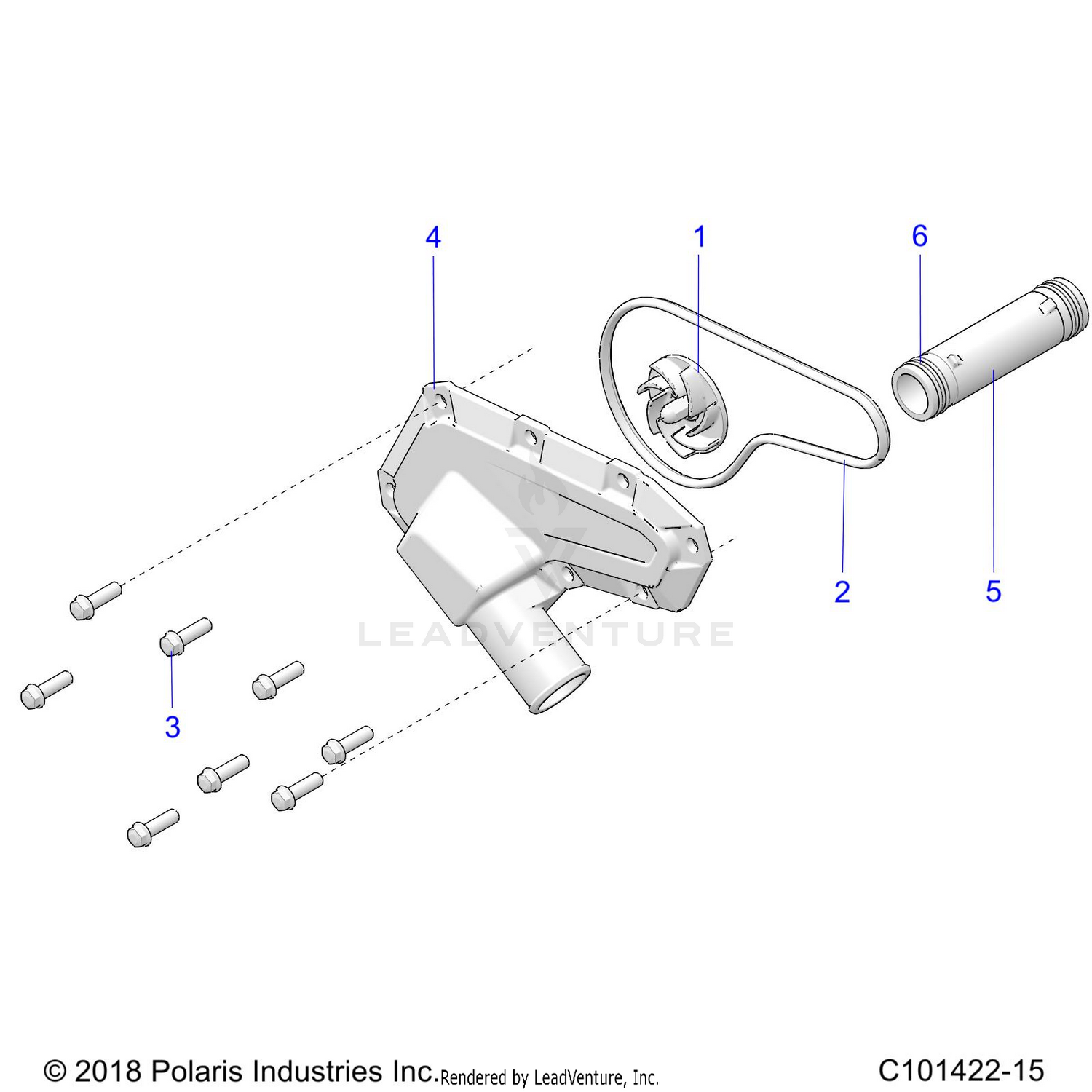 ENGINE, WATERPUMP IMPELLER and COVER - A26SHR57AG (C101422-15)