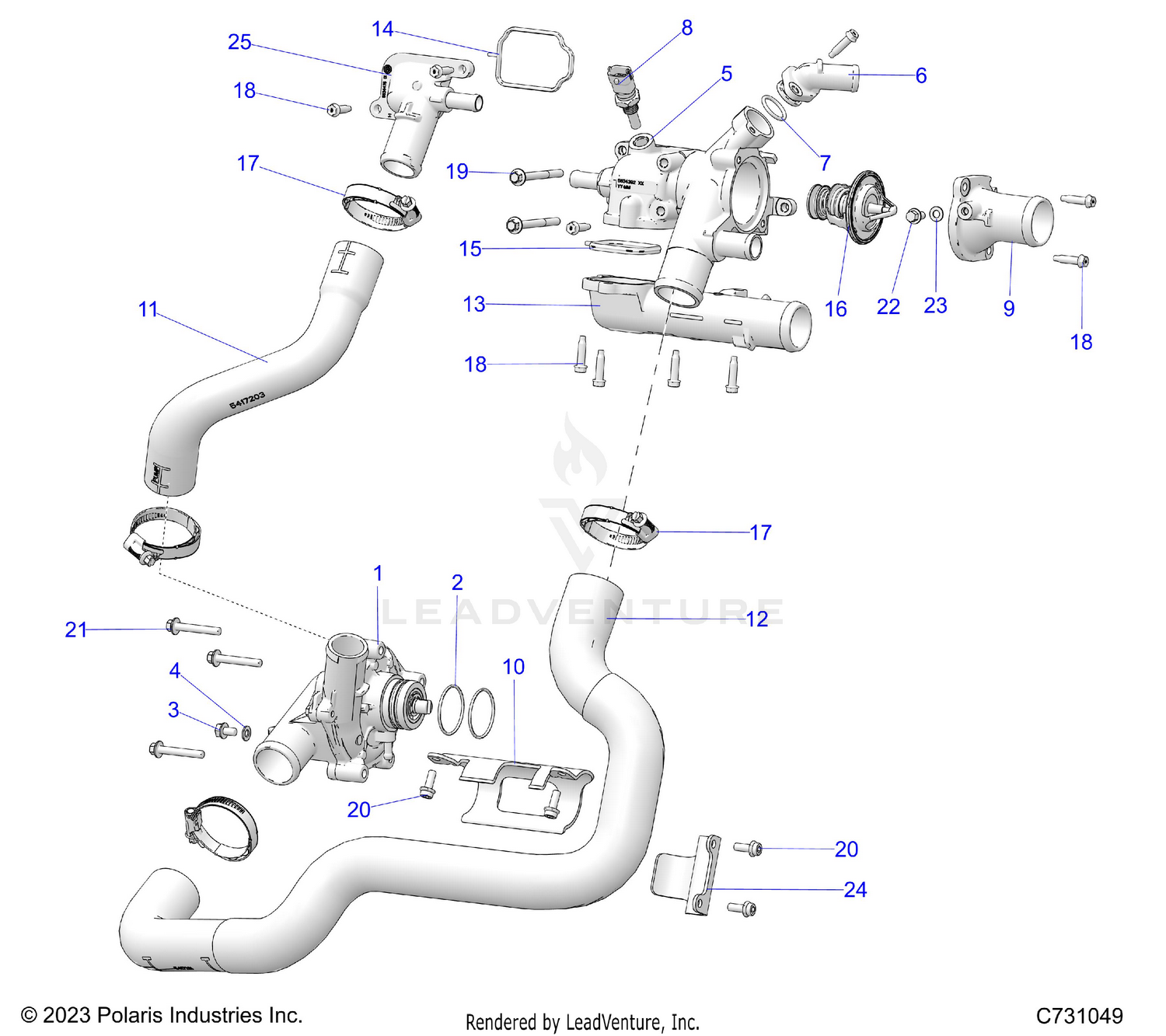 ENGINE, COOLANT PUMP & THERMOSTAT - R26X6N1RBB (C731049)