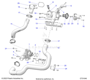 Engine, Coolant Pump And Thermostat - R25xaw1rb9/bd/bm (c731049) Schematic