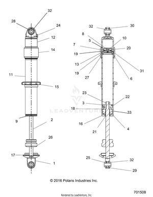 Suspension, Rear Shock Internals - R17rhe99au (701508) Schematic