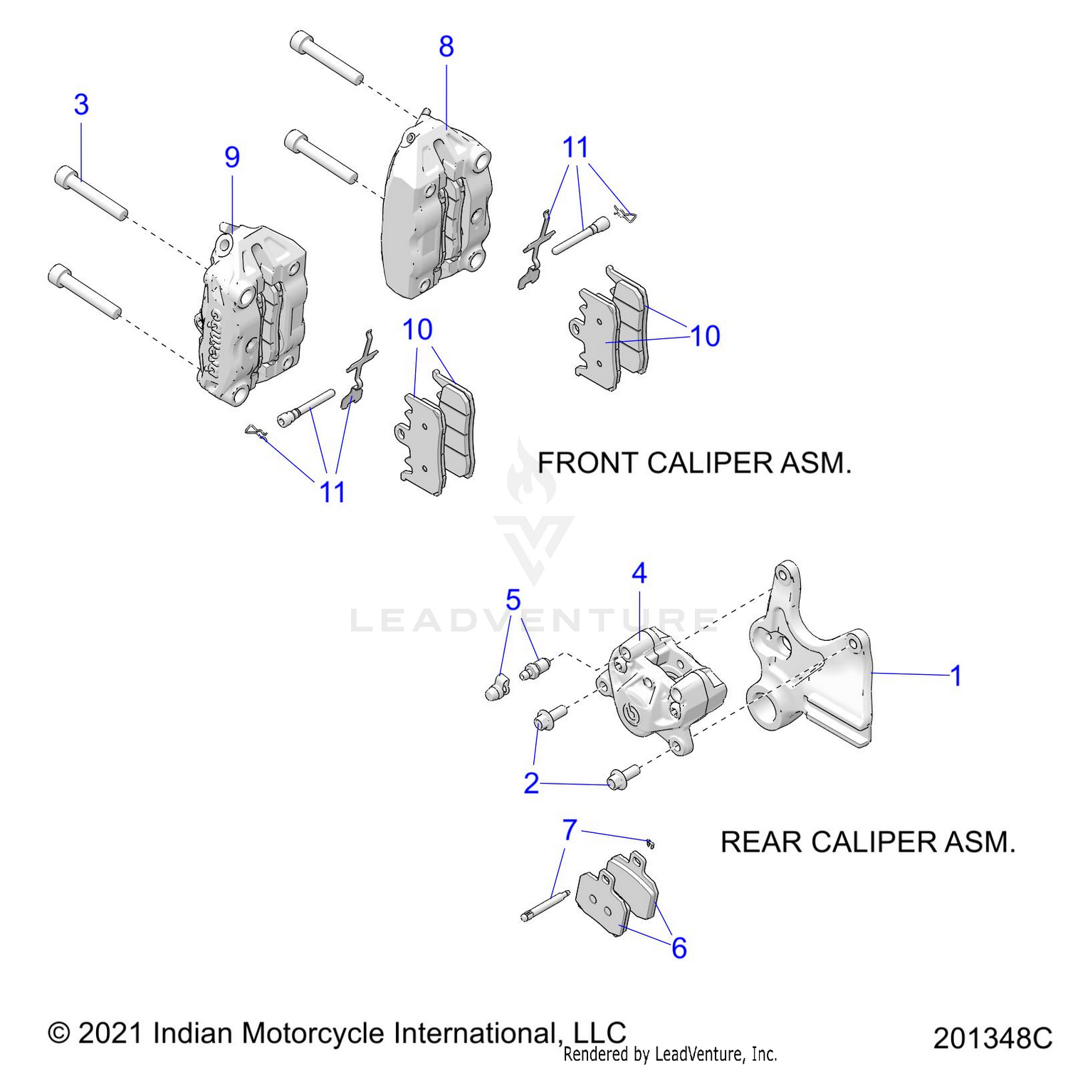 BRAKES, CALIPERS, FRONT AND REAR - N22RTT22 (201348C)