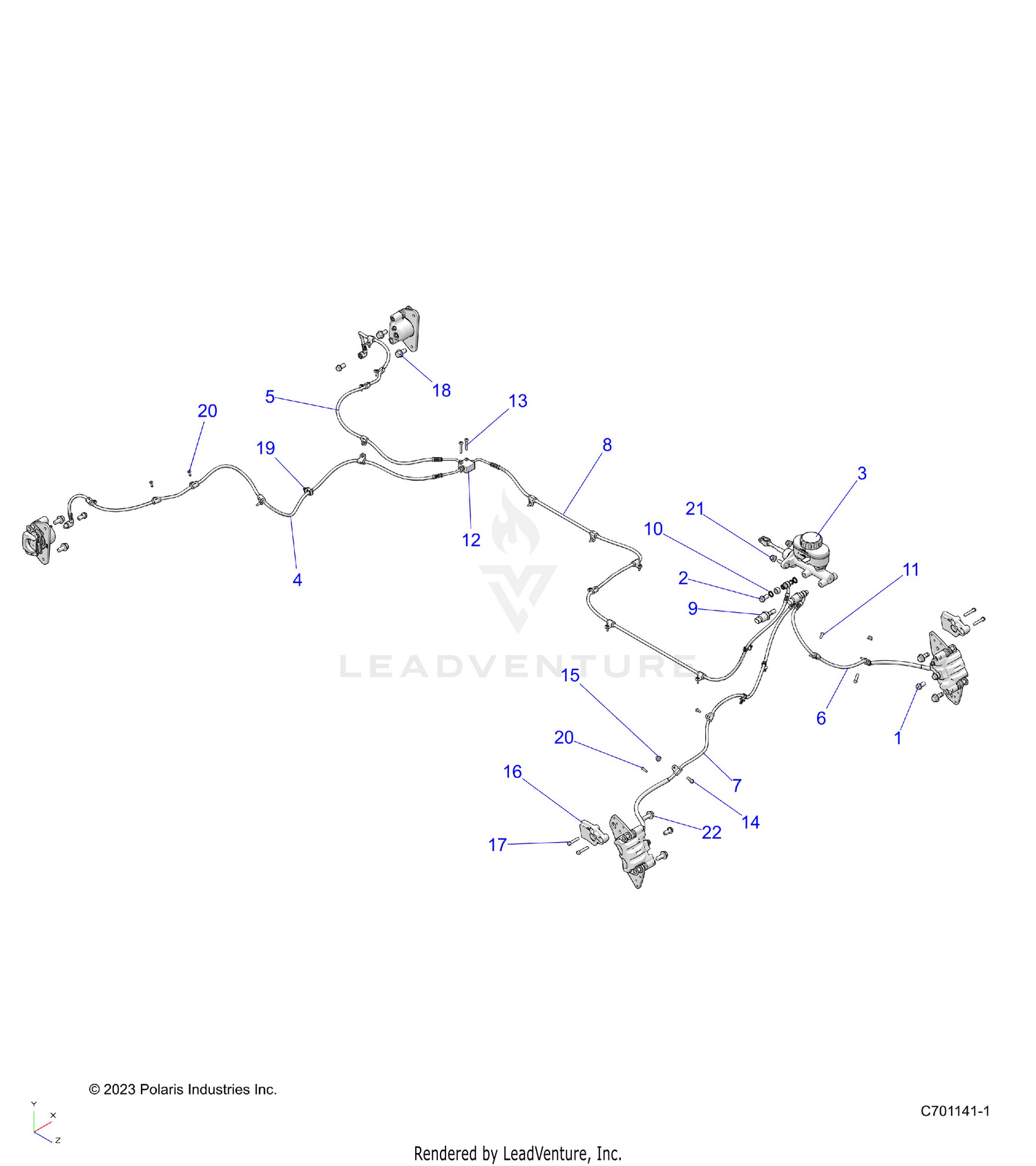 BRAKES, LINES & MASTER CYLINDER - R26T6A99A1/B1 (C701141-1)