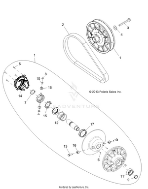 Drive Train, Secondary Clutch - Z16vde99fm/nm (49rgrclutchdvn14rzr1000) Schematic