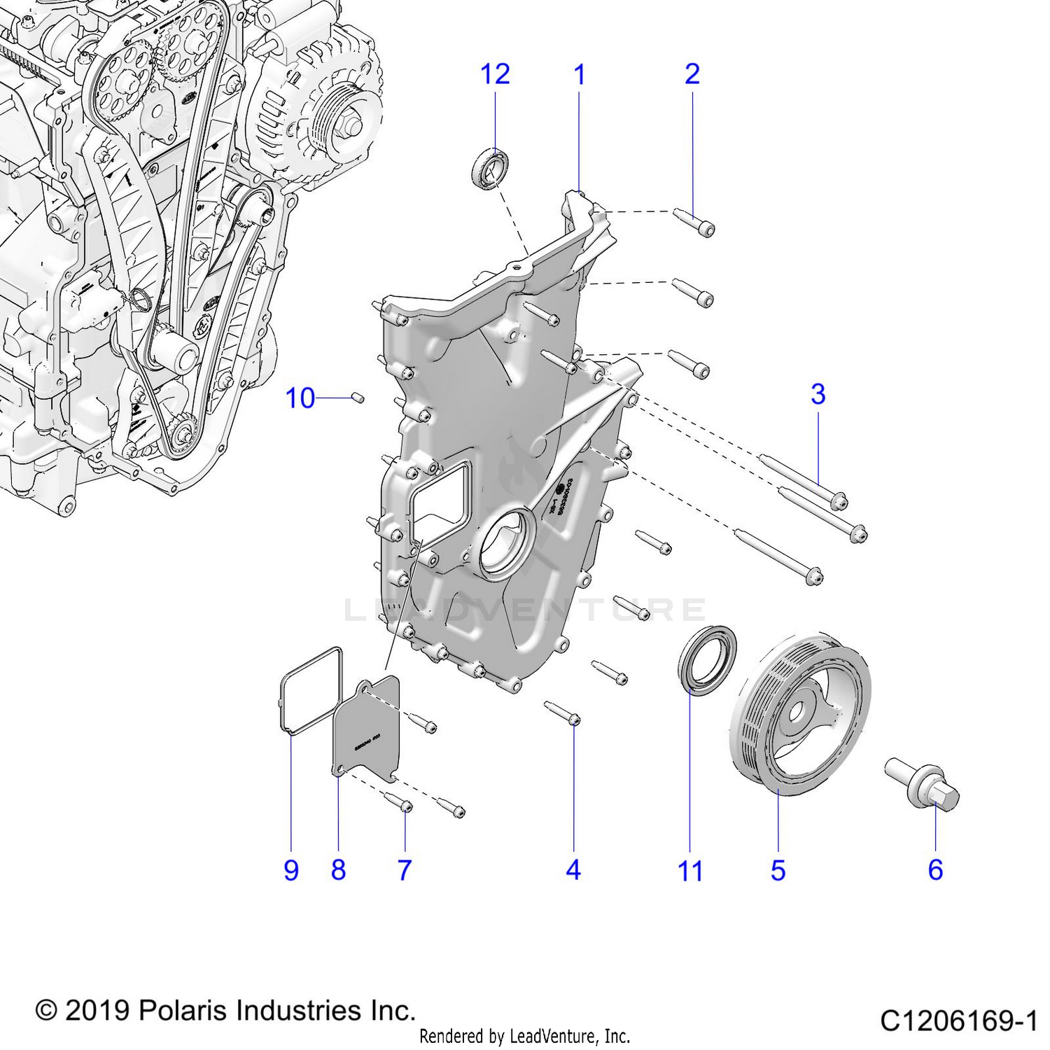 ENGINE, FRONT COVER ASSEMBLY - T21AAPHD/RHB/SHD/THD ALL OPTIONS (C1206169-1)