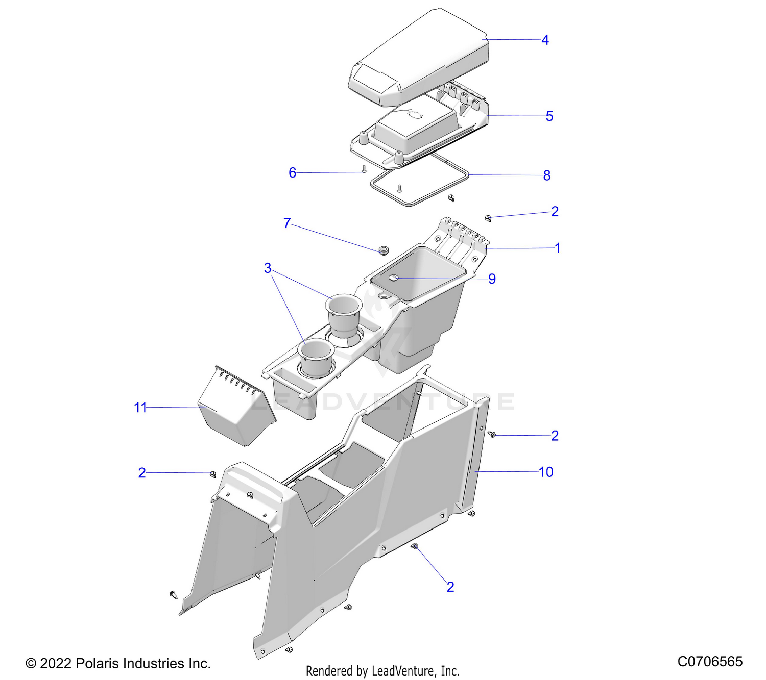 BODY, CENTER CONSOLE, REAR
