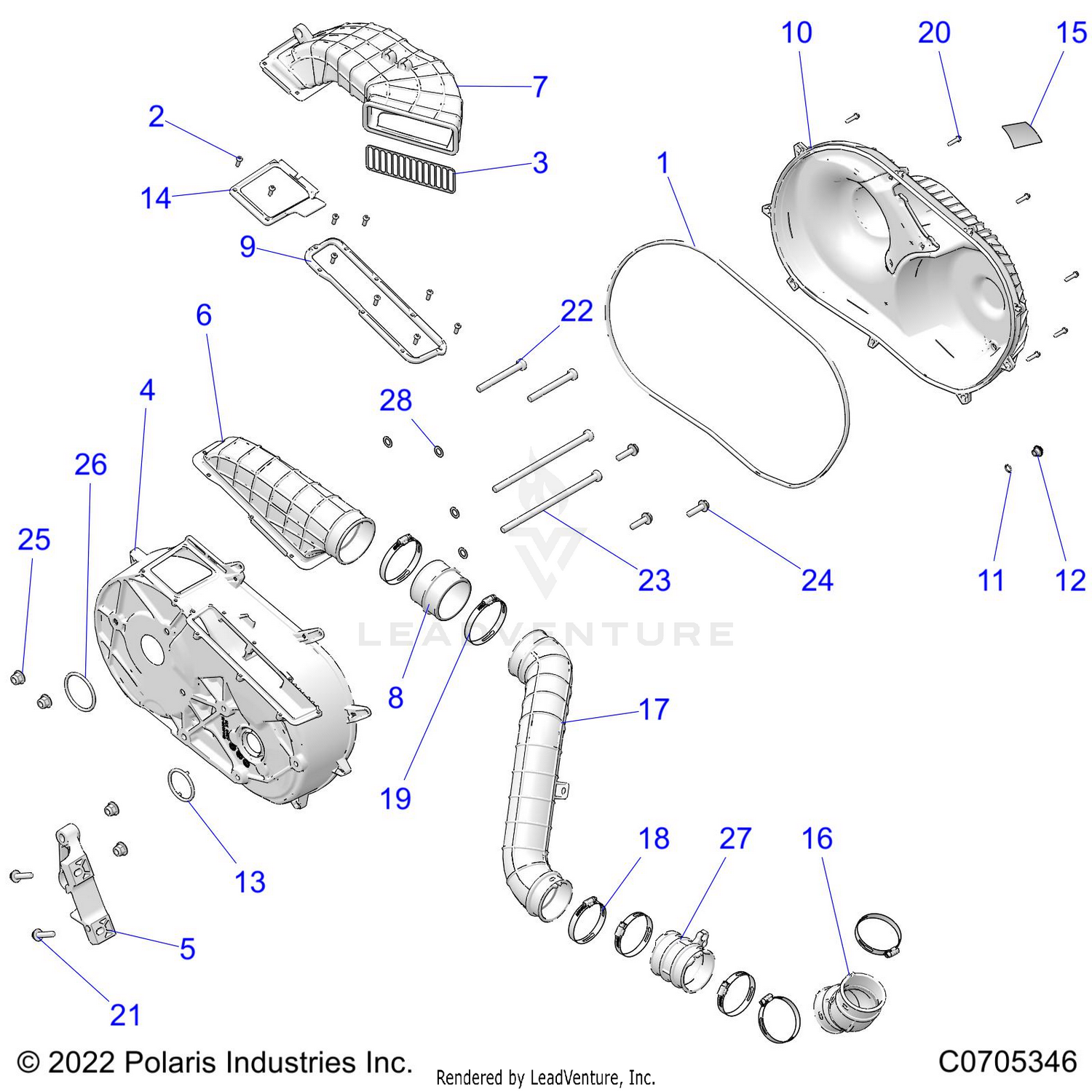 DRIVE TRAIN, CLUTCH COVER & DUCTING - R26RSV99AK (C0705346)