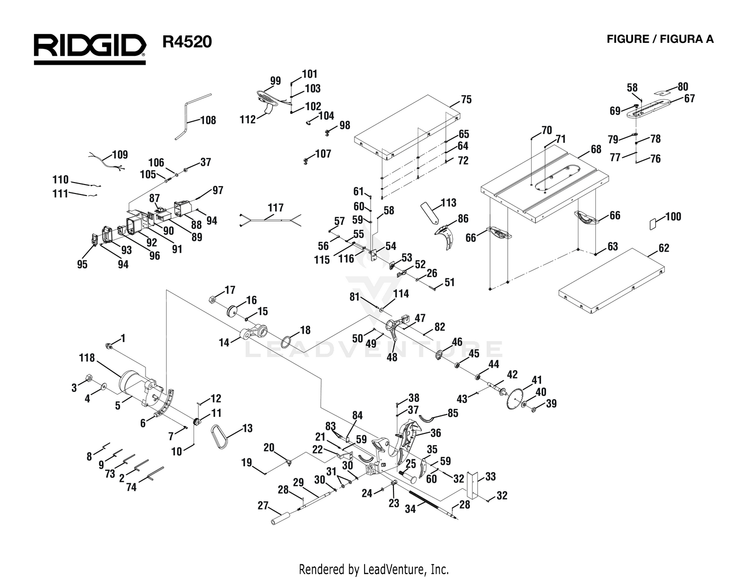 Ridgid R4512 Parts Diagram For Figure A, 60 OFF
