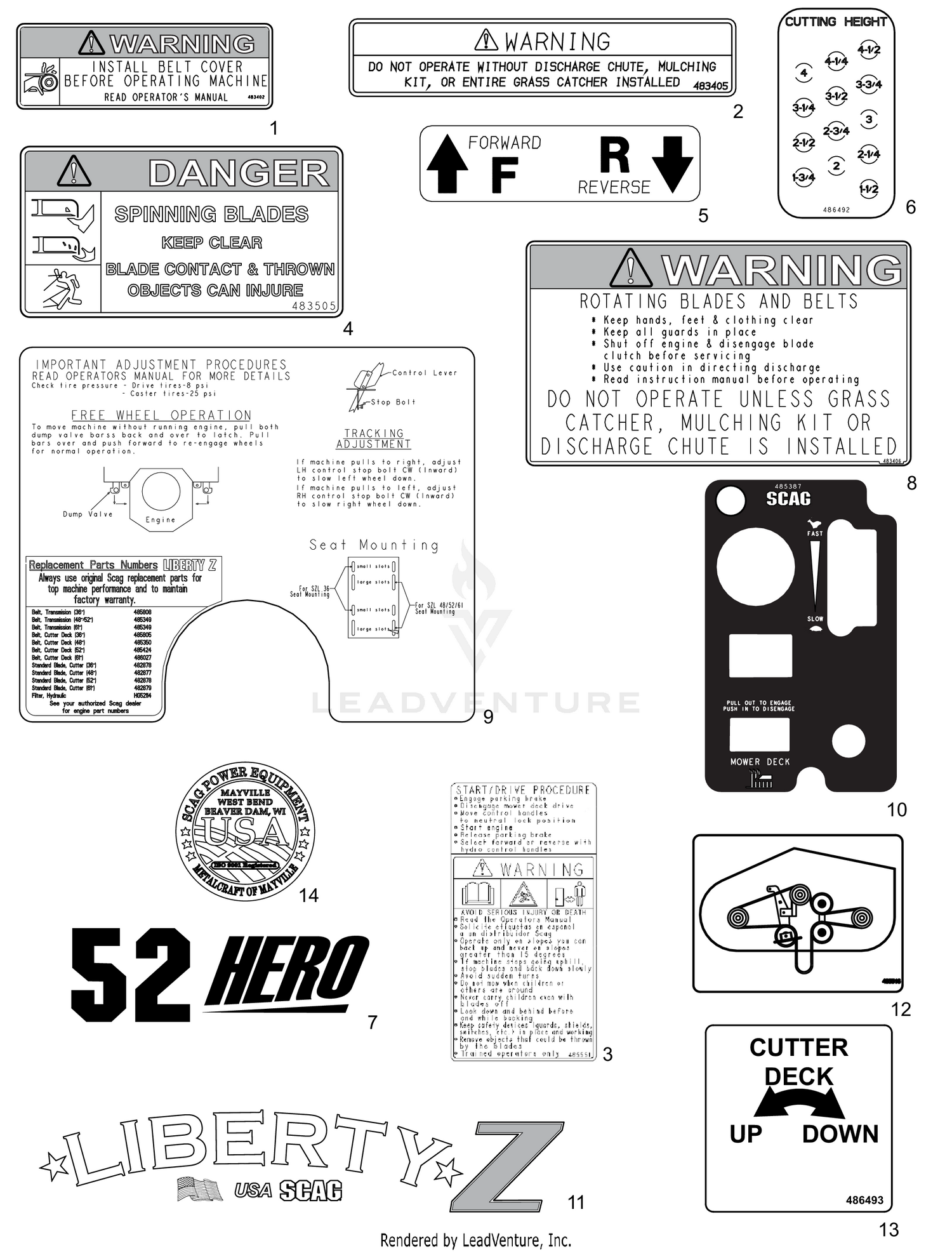 REPLACEMENT DECALS AND INFORMATION PLATES