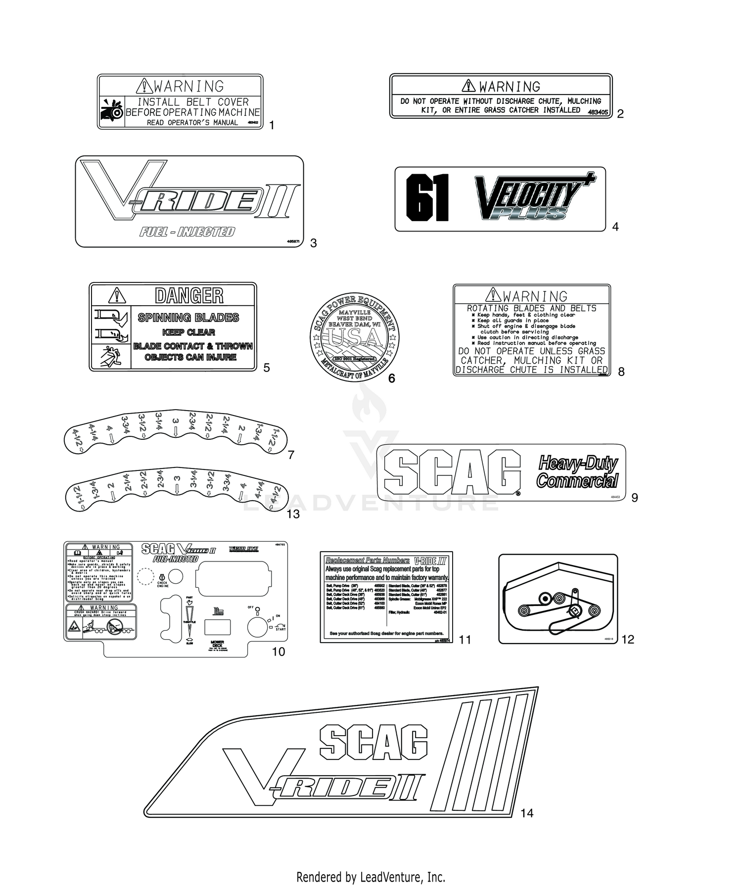 REPLACEMENT DECALS AND INFORMATION PLATES