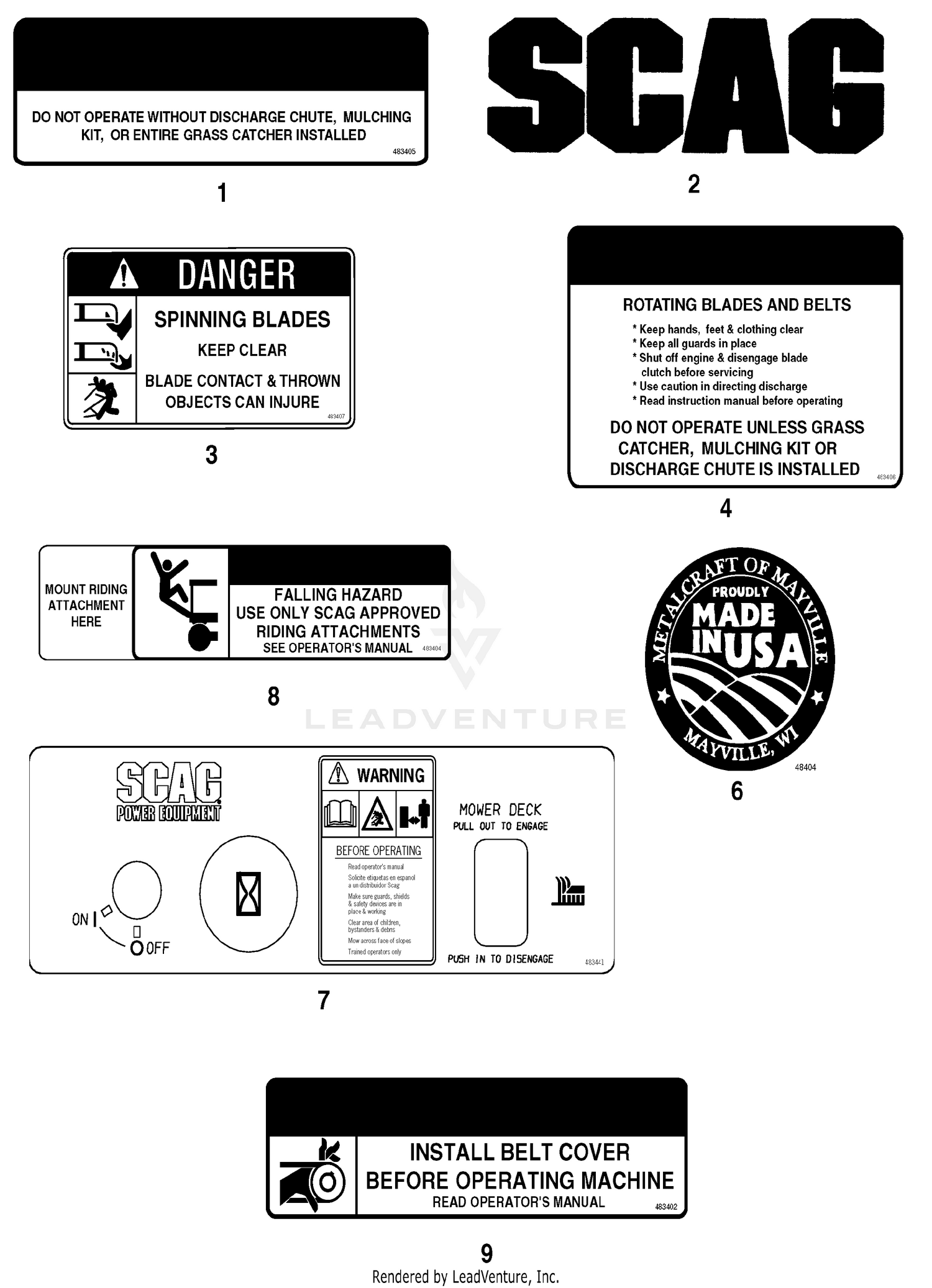 Replacement Decals And Information Plates
