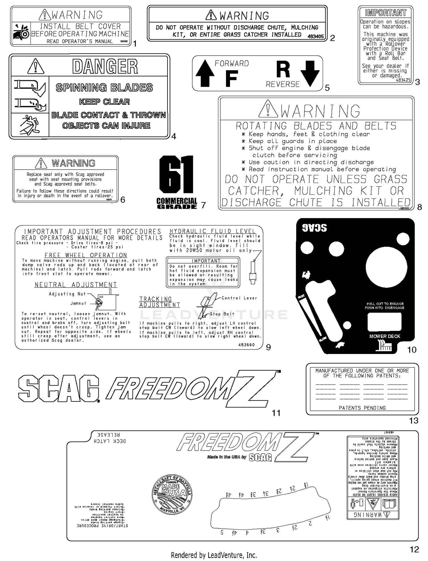 Replacement Decals And Information Plates
