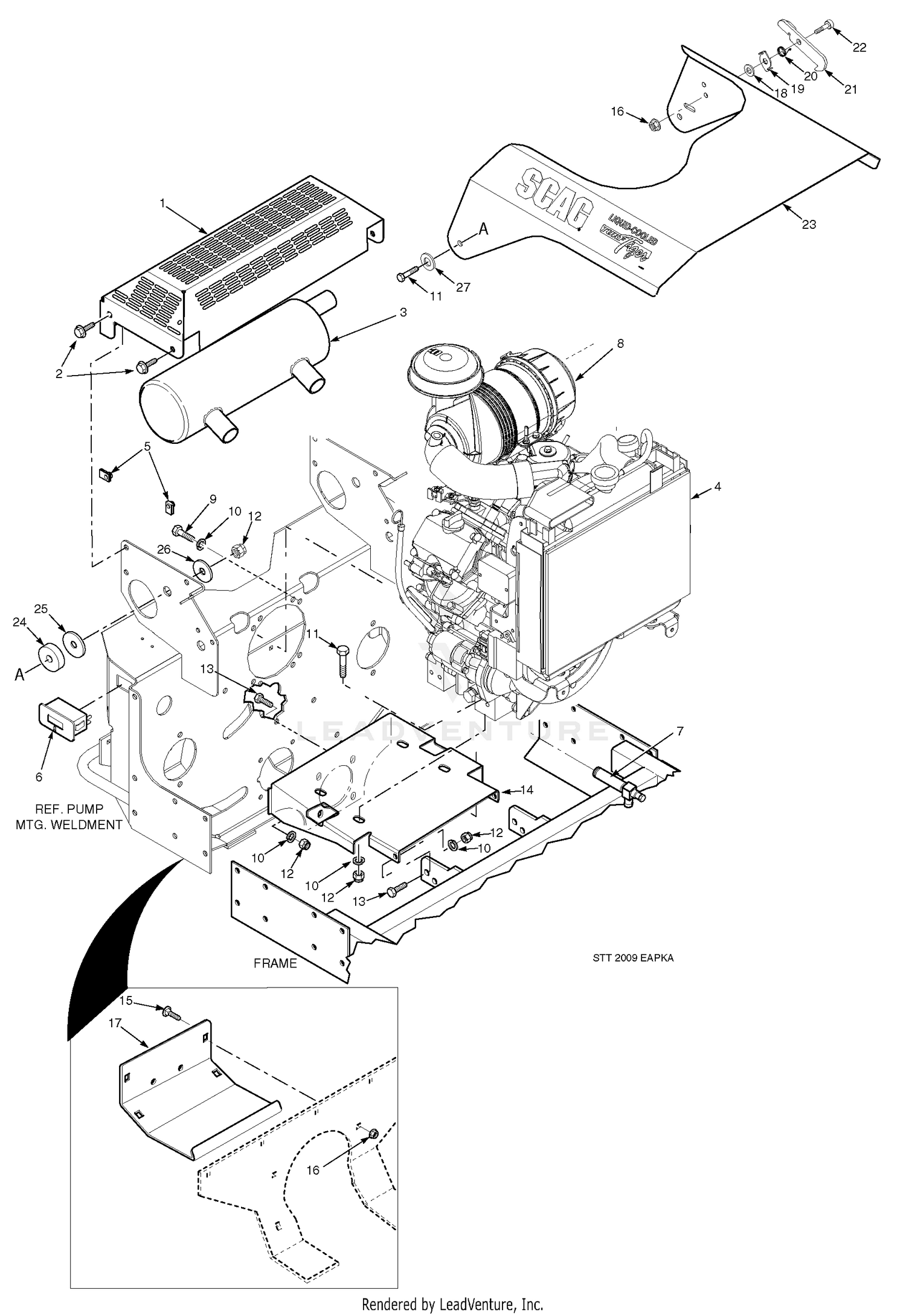 Engine & Attaching Parts - 27HP, 29DFI Kawasaki & 35BVAC