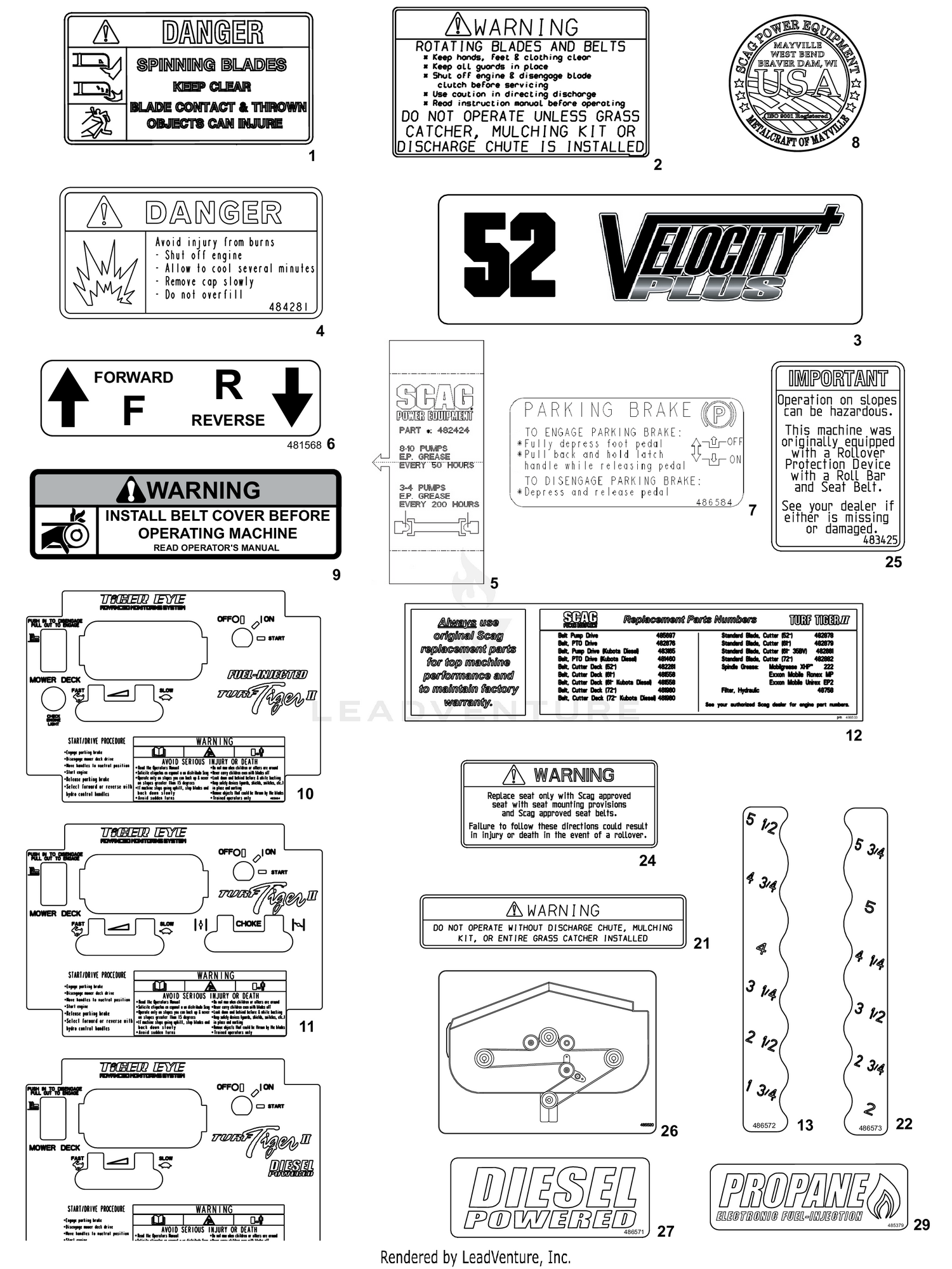 REPLACEMENT DECALS AND INFORMATION PLATES