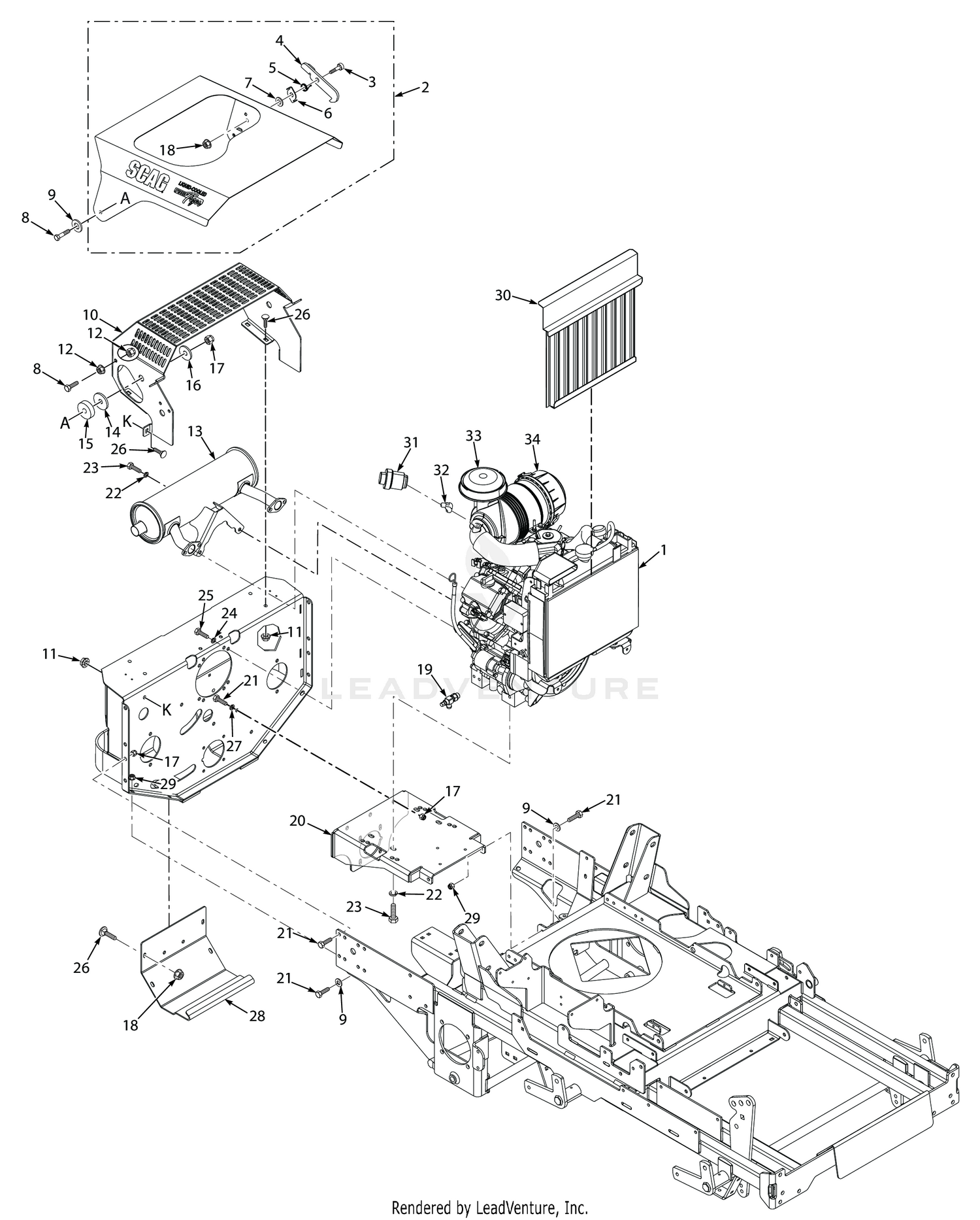 STTII ENGINE & ATTACHING PARTS - LIQUID COOLED (GASOLINE)