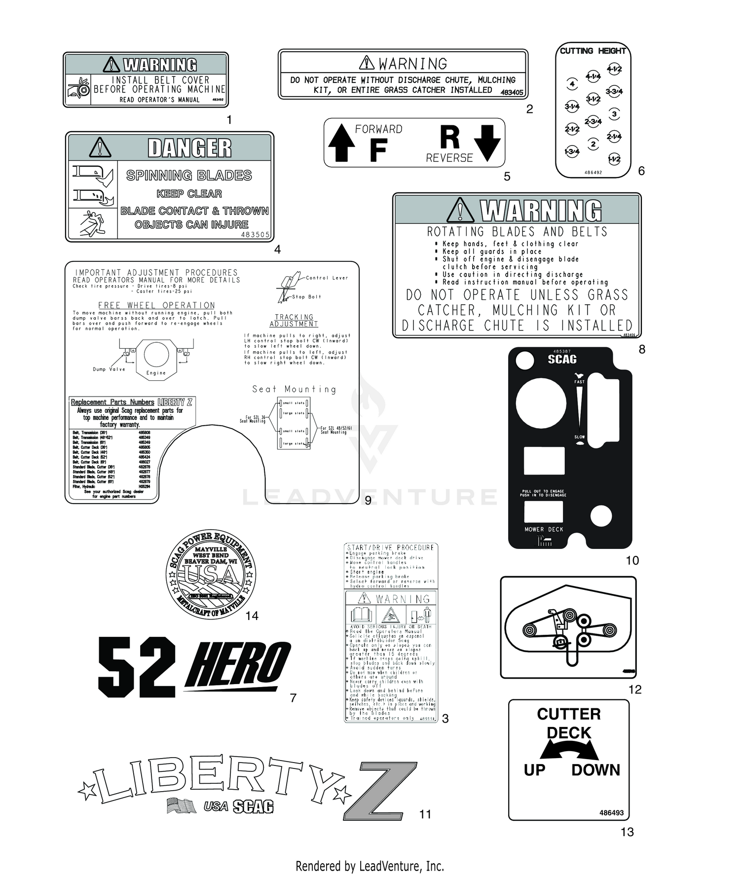 REPLACEMENT DECALS AND INFORMATION PLATES