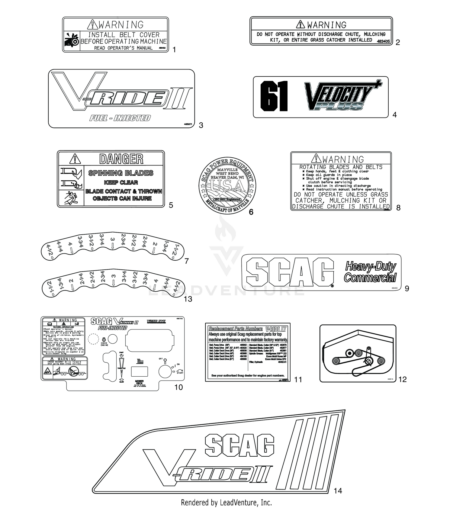 REPLACEMENT DECALS AND INFORMATION PLATES