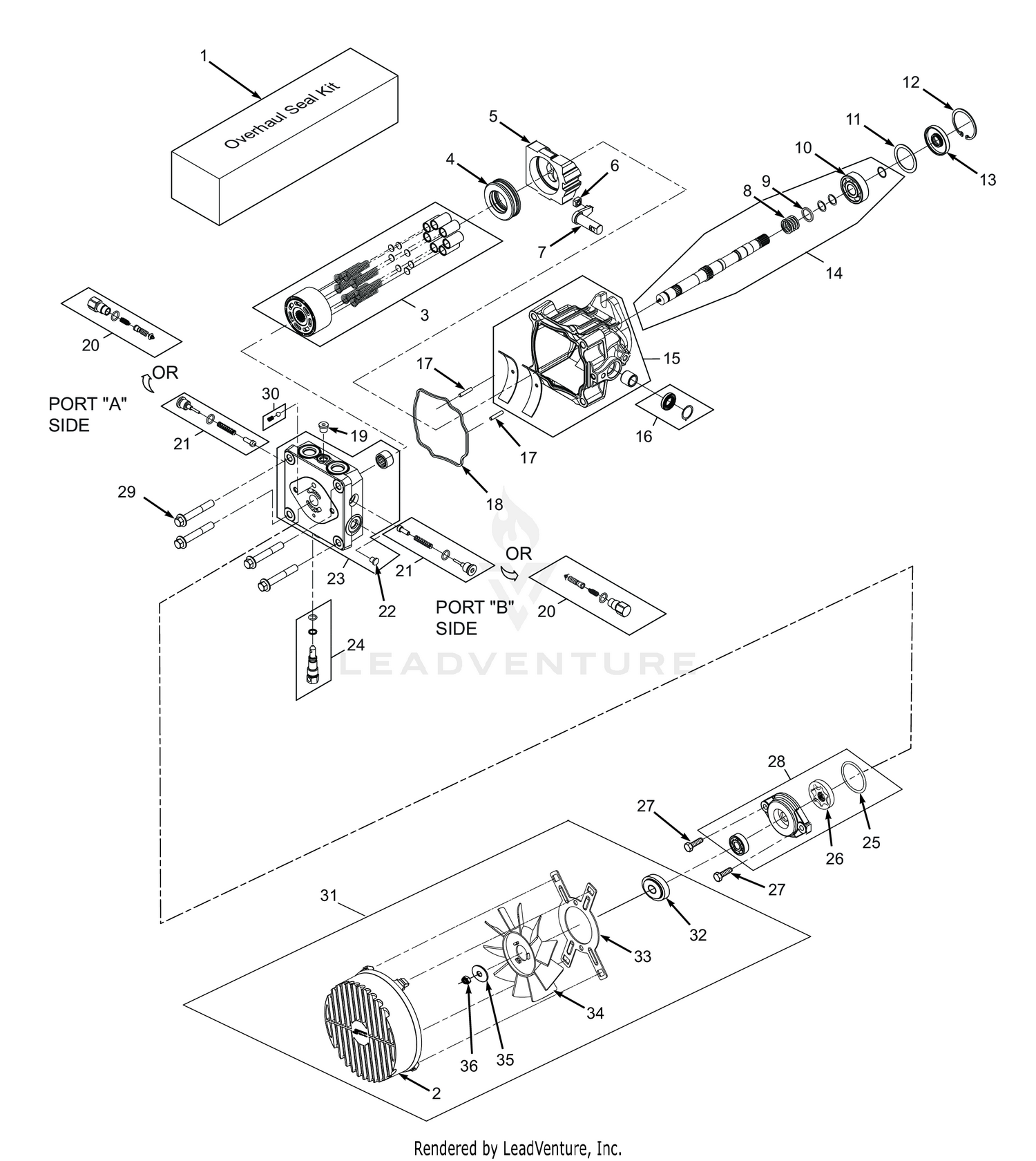 BDP-16A HYDRAULIC PUMP ASSEMBLY with COOLING FAN
