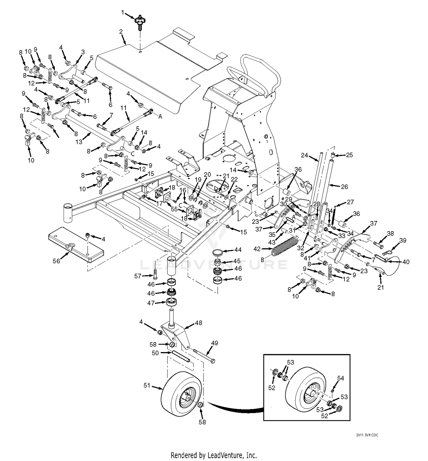 SVR36A, SVR48V & SVR52V Cutter Deck Controls