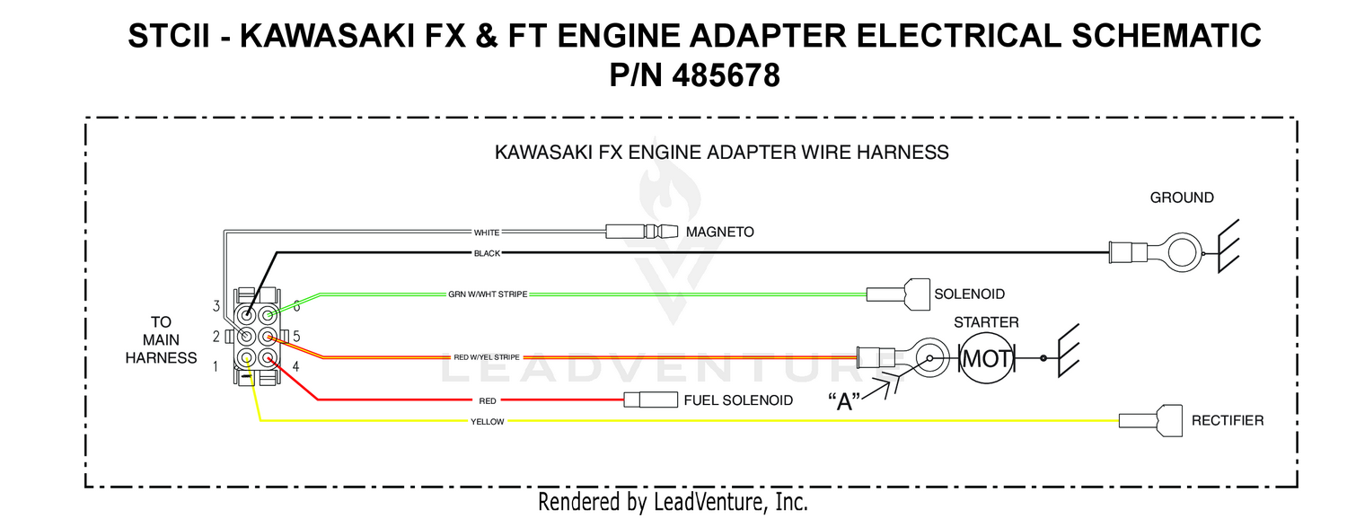 STCII - KAWASAKI FX & FT ENGINE ADAPTER ELECTRICAL SCHEMATIC P/N 485678