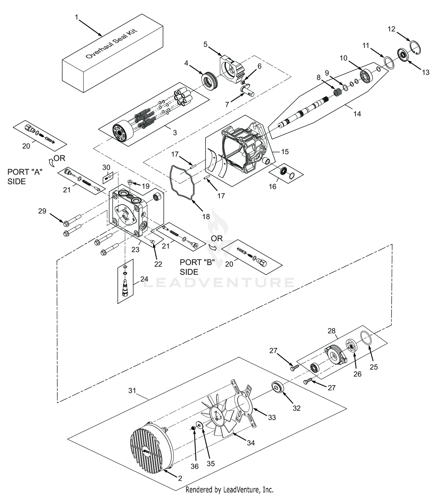 BDP-16A HYDRAULIC PUMP ASSEMBLY WITH COOLING FAN