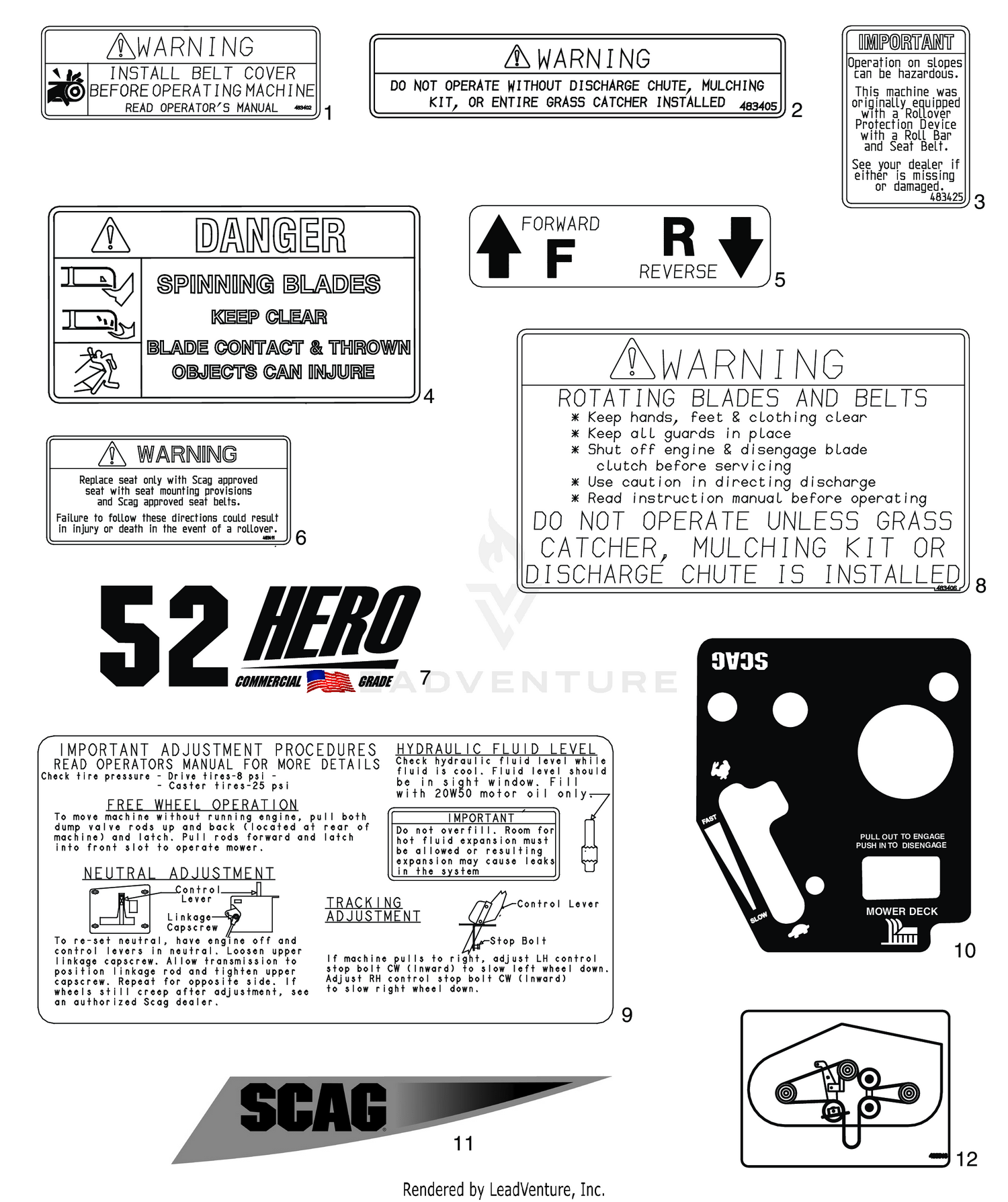 REPLACEMENT DECALS AND INFORMATION PLATES