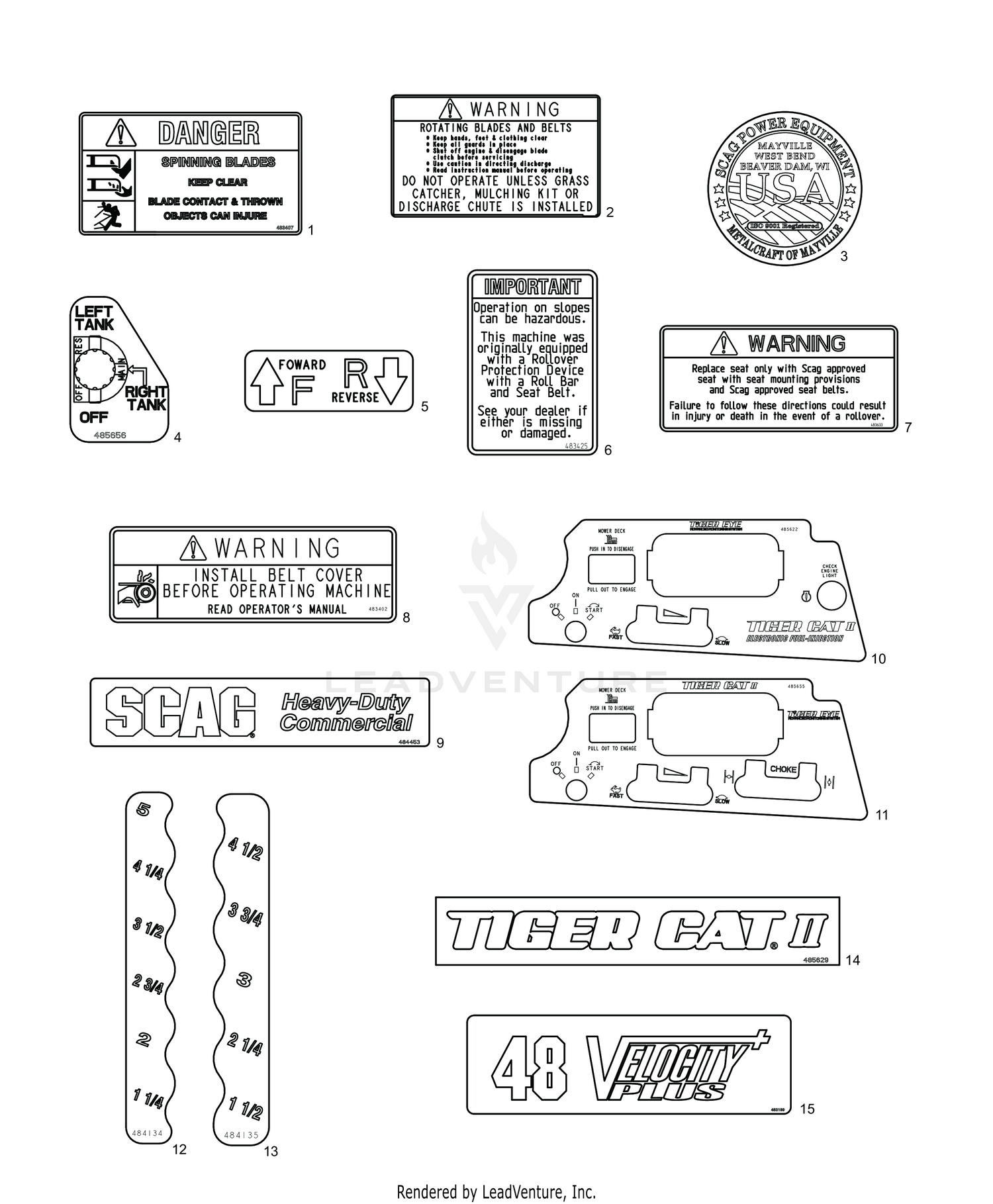 REPLACEMENT DECALS AND INFORMATION PLATES