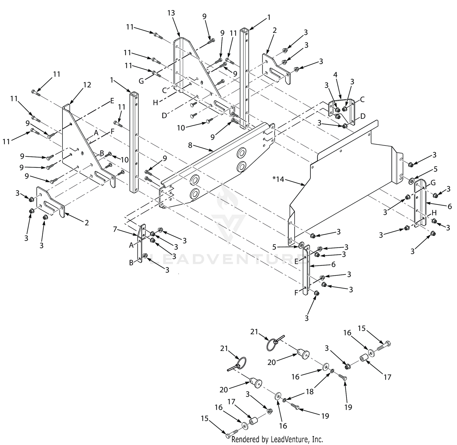 SCZ-61"STT 52"/61" & STTII 52"/61" BAG SUPPORT COMPONENTS (LOWER)