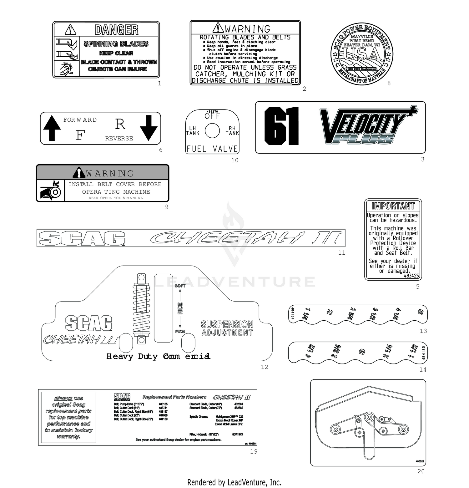 REPLACEMENT DECALS AND INFORMATION PLATES
