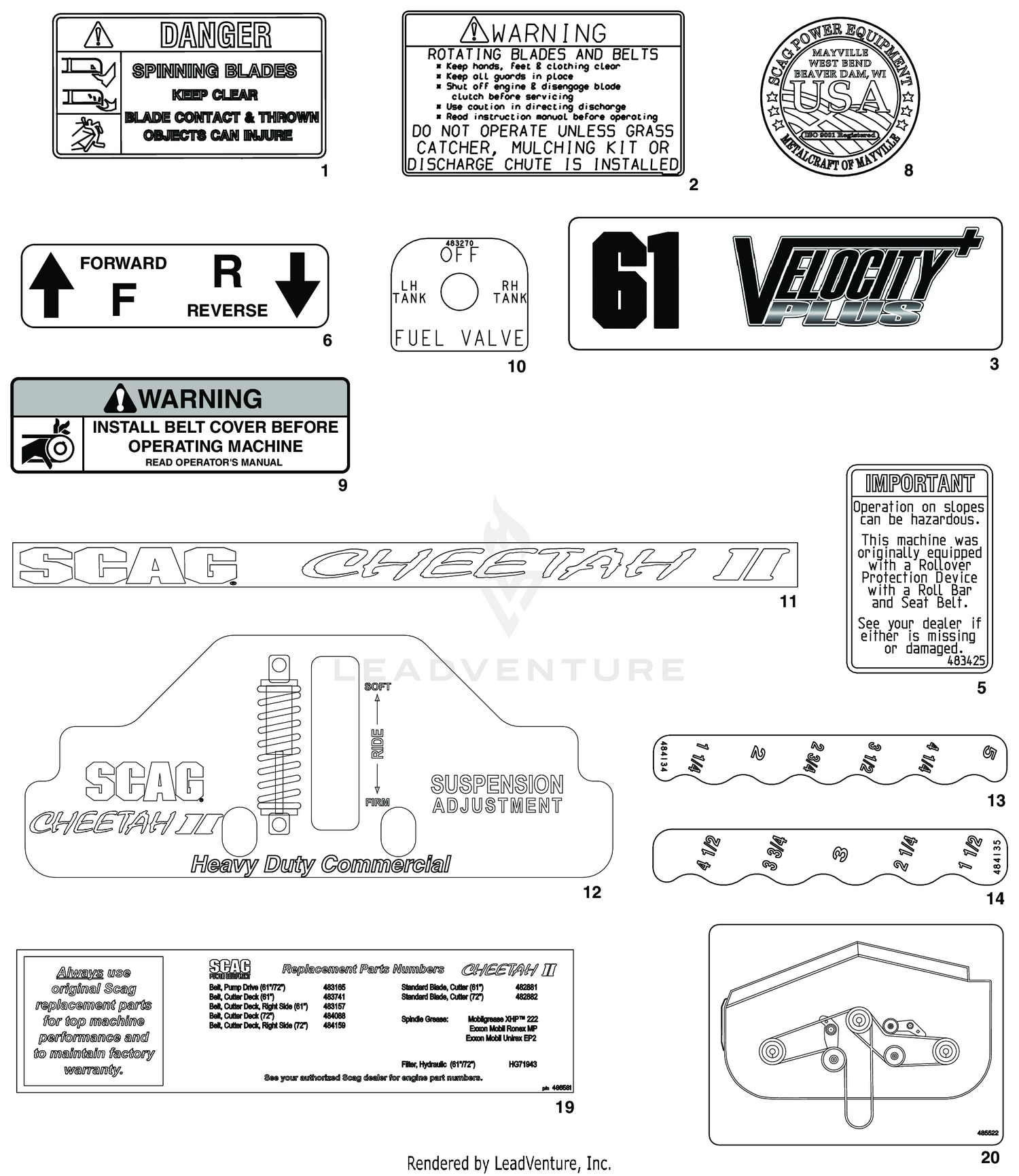 REPLACEMENT DECALS AND INFORMATION PLATES I